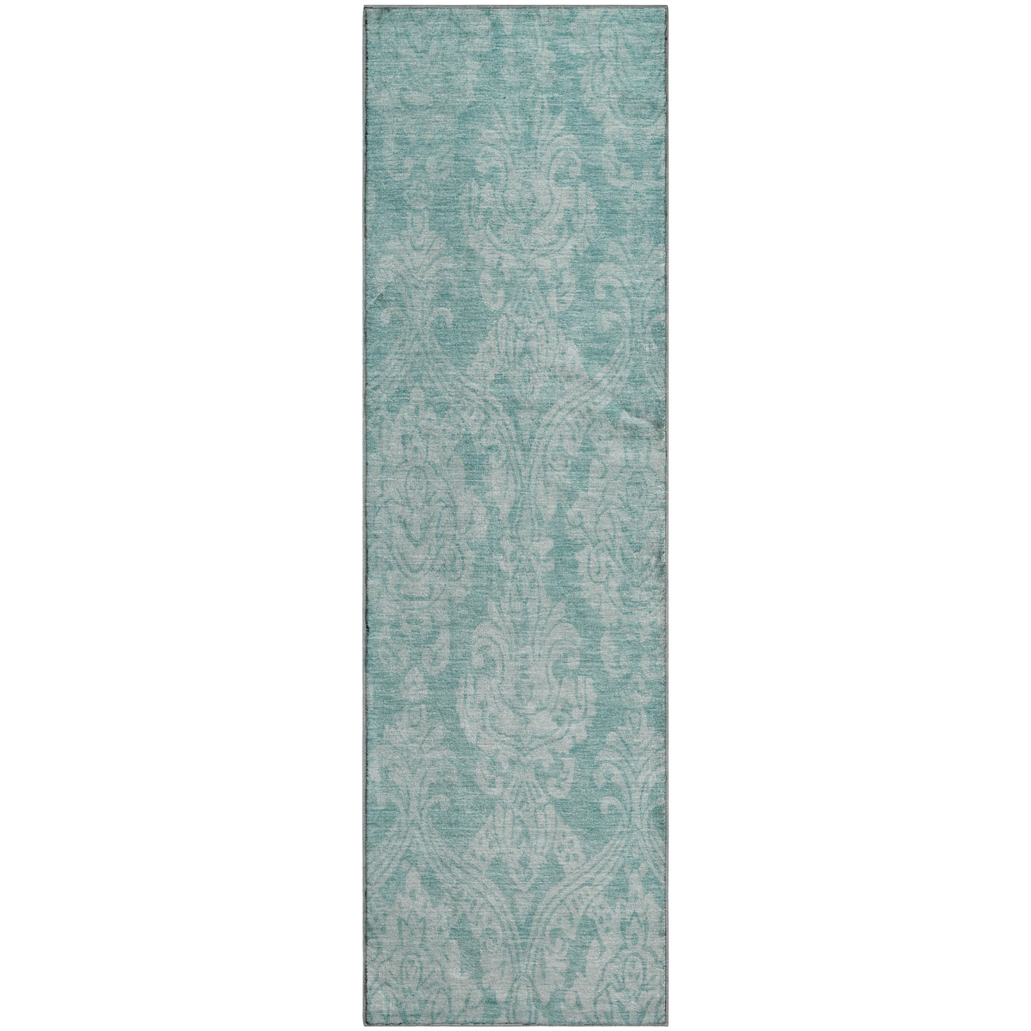 Split Machine Washable Transitional Aqua Teal Rug 2'3" x 7'6" #shape_Runner