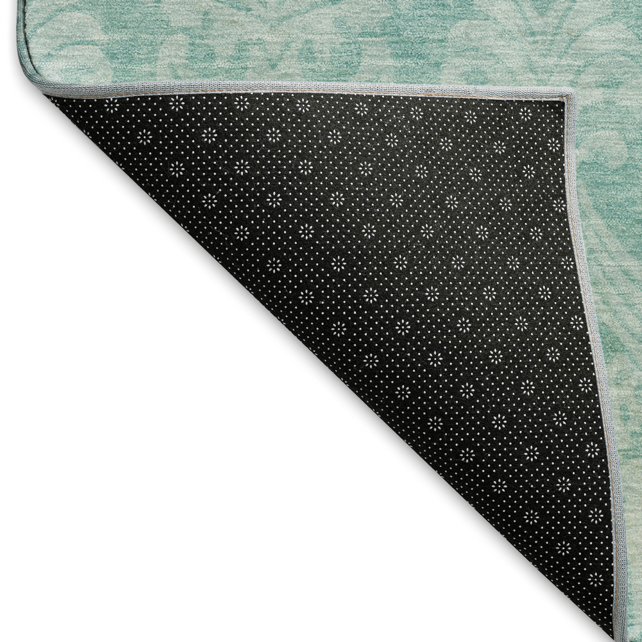 Split Machine Washable Transitional Aqua Teal Rug 1'8" x 2'6" #shape_Rectangle