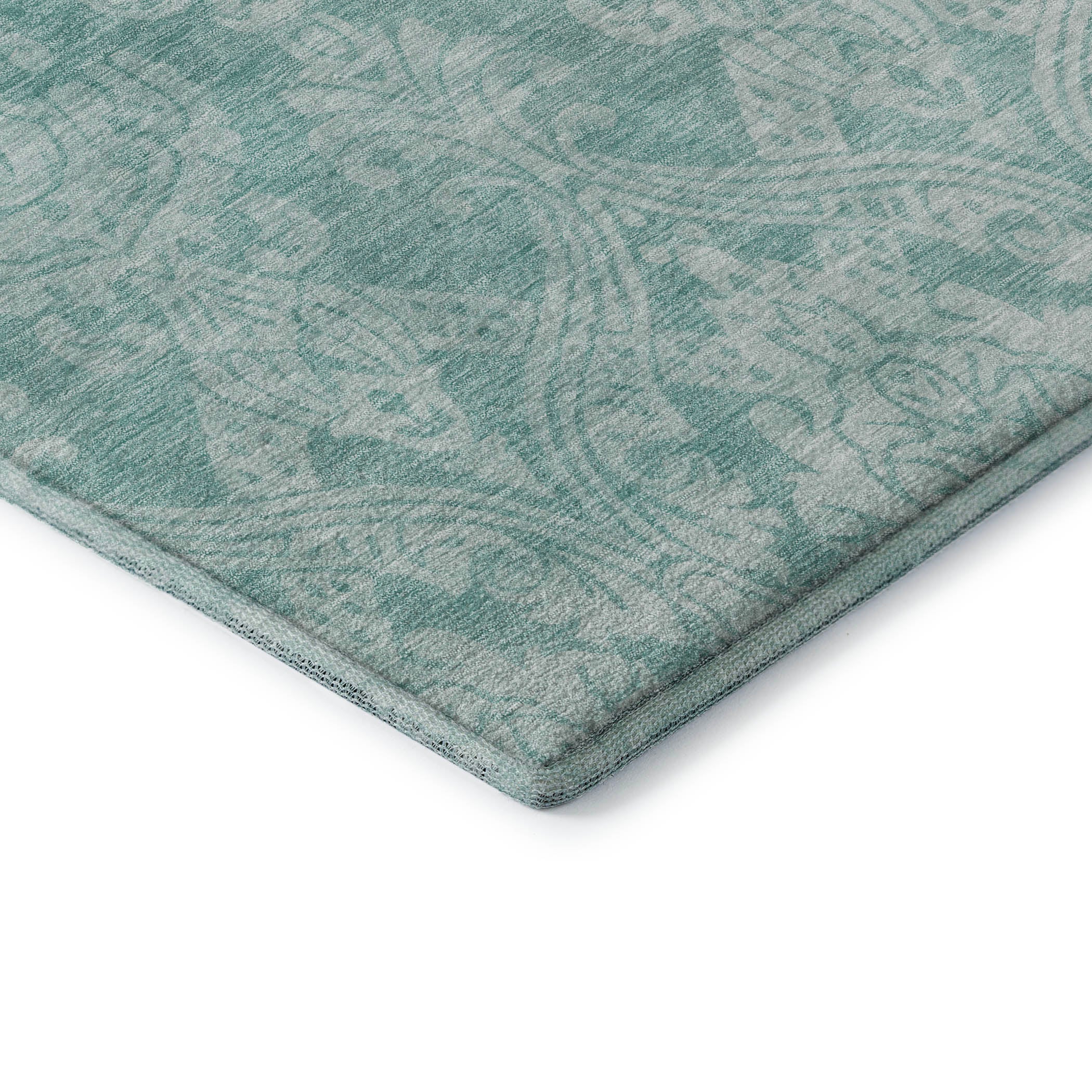Split Machine Washable Transitional Aqua Teal Rug 1'8" x 2'6" #shape_Rectangle