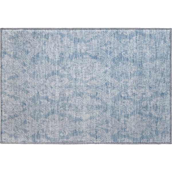 Split Machine Washable Transitional Blue Rug 1'8" x 2'6"