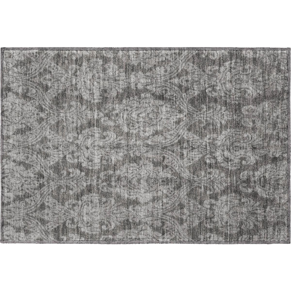 Split Machine Washable Transitional Gray Rug 1'8" x 2'6"