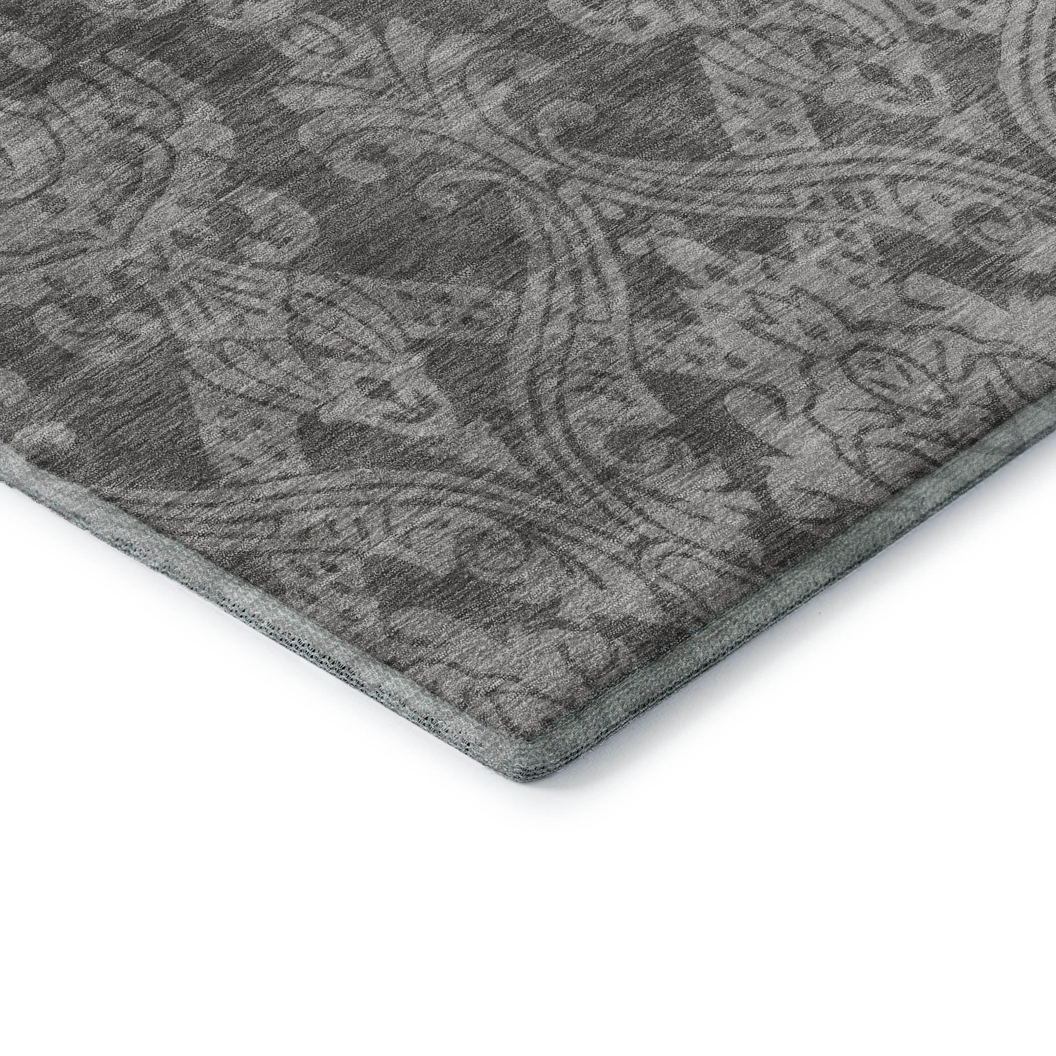 Split Machine Washable Transitional Gray Rug 1'8" x 2'6" #shape_Rectangle