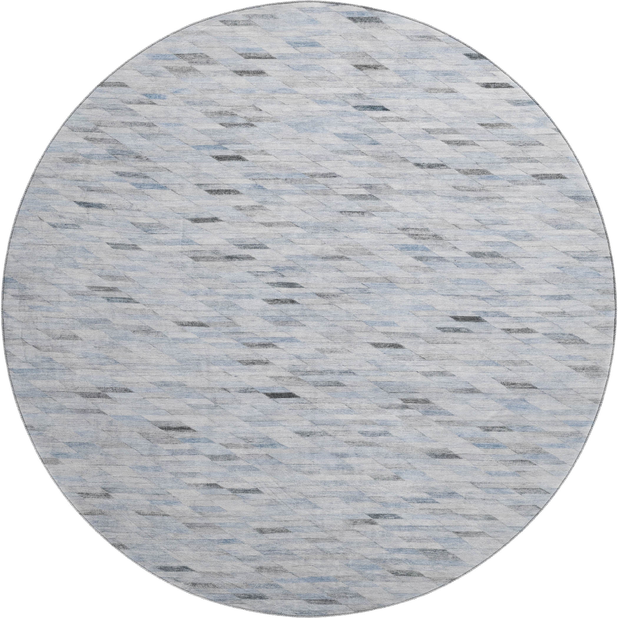 Bangkok Machine Washable Transitional Blue Rug 8' x 8' #shape_Round