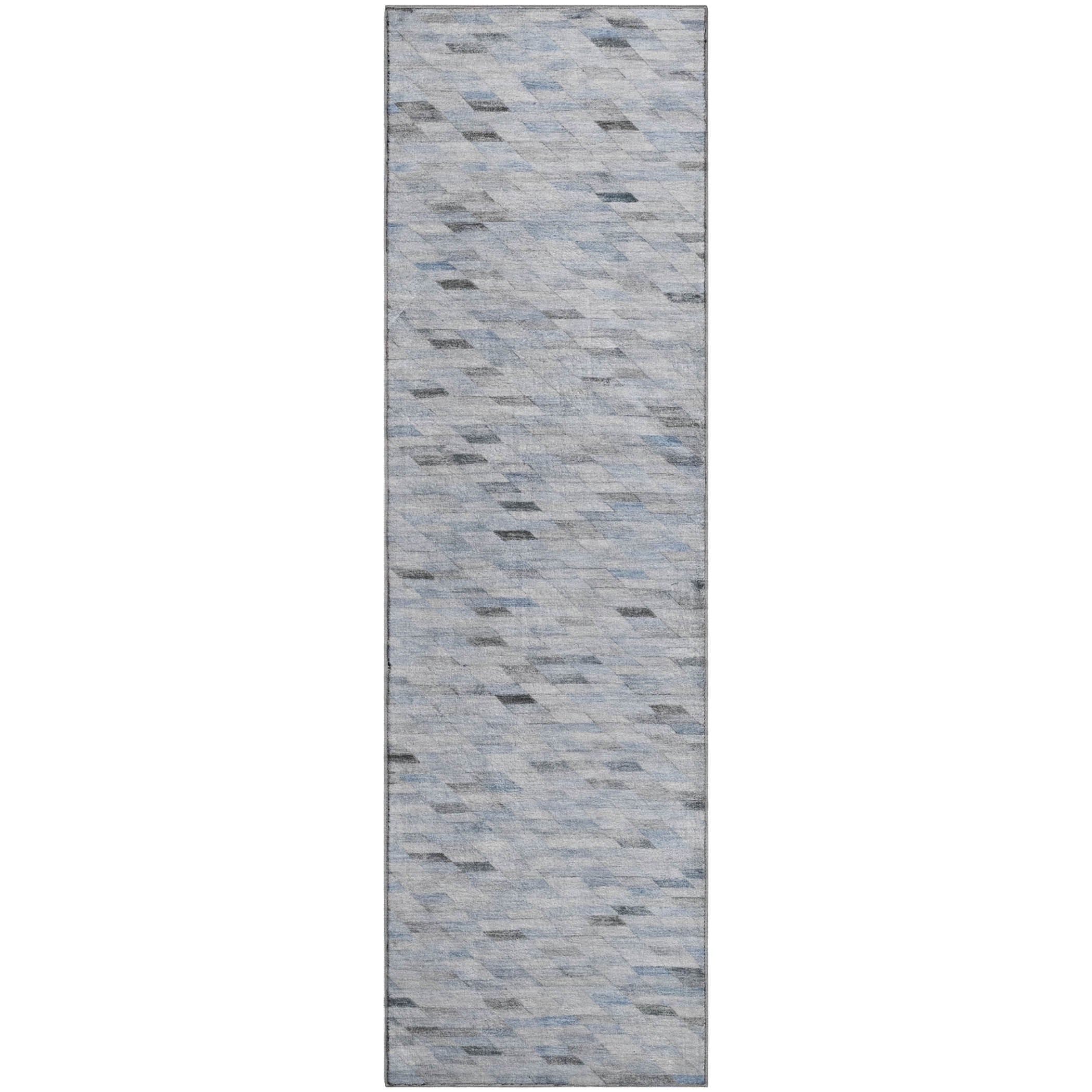 Bangkok Machine Washable Transitional Blue Rug 2'3" x 7'6" #shape_Runner