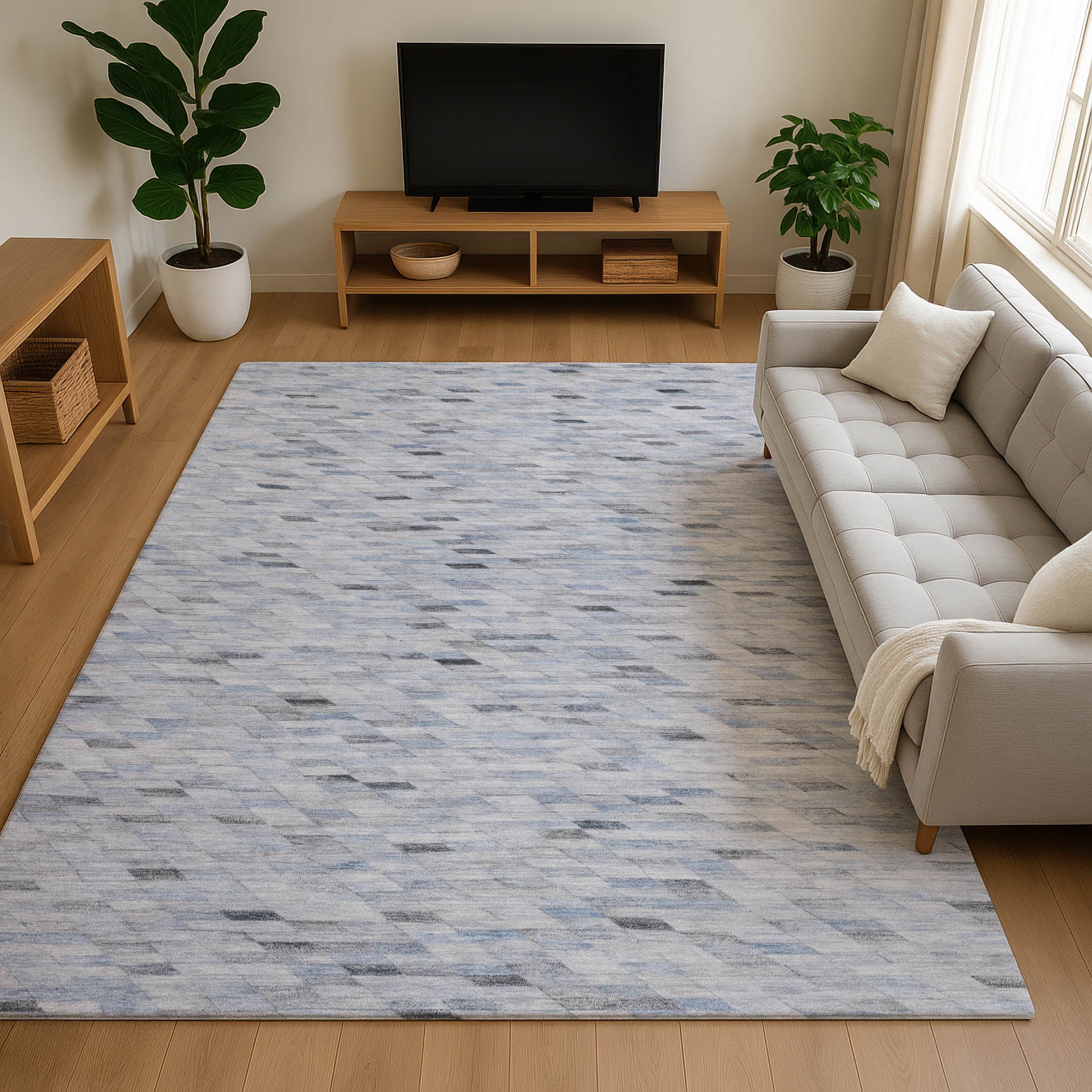 Bangkok Machine Washable Transitional Blue Rug 2'6" x 3'10" #shape_Rectangle