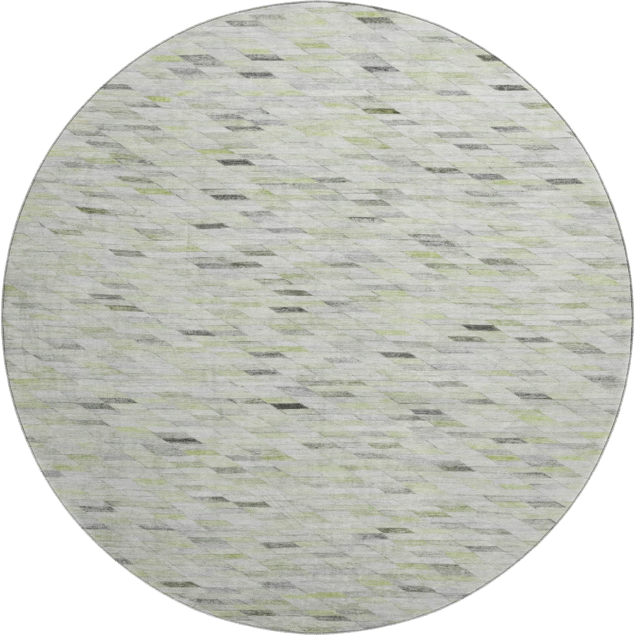 Bangkok Machine Washable Transitional Green Rug 8' x 8' #shape_Round