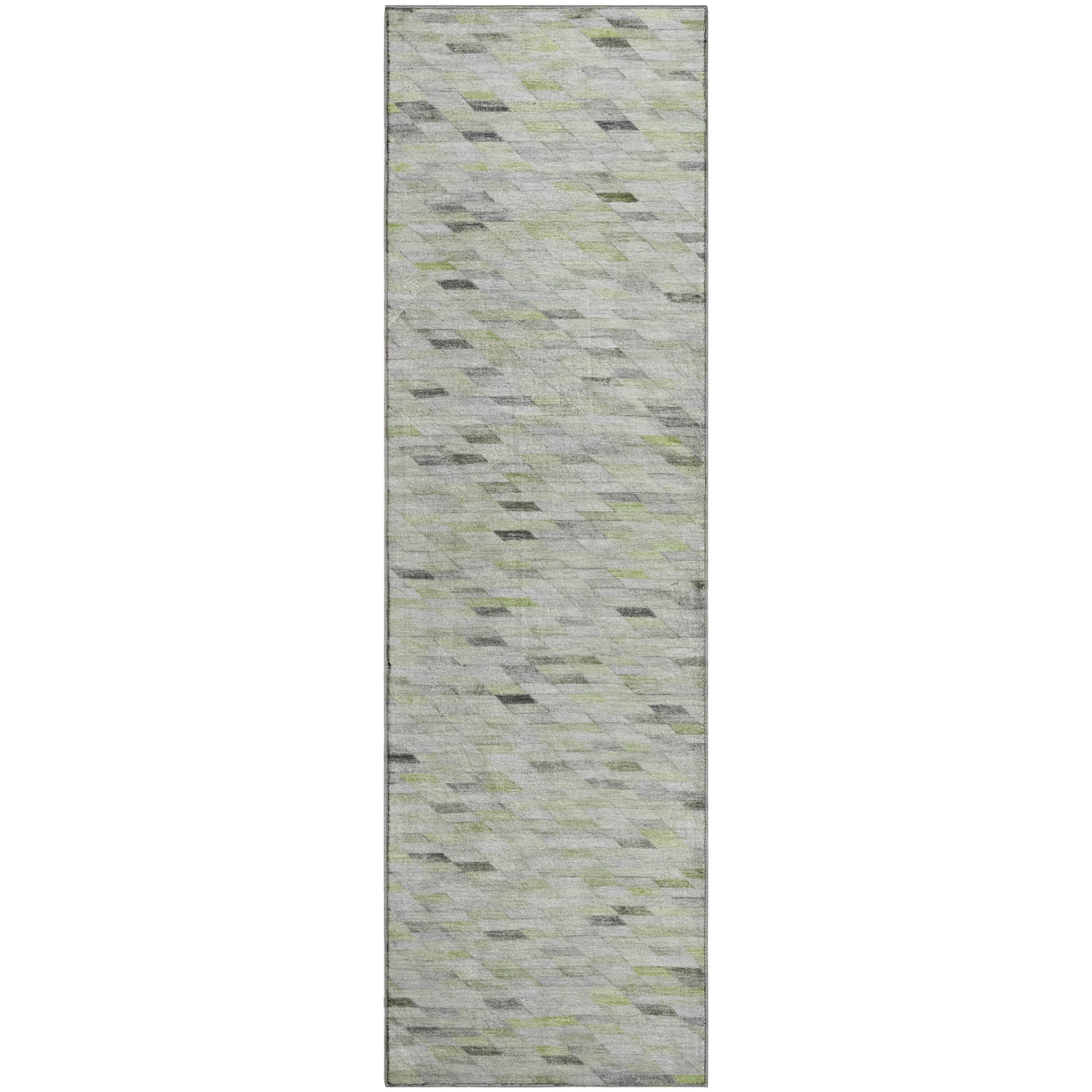 Bangkok Machine Washable Transitional Green Rug 2'3" x 7'6" #shape_Runner