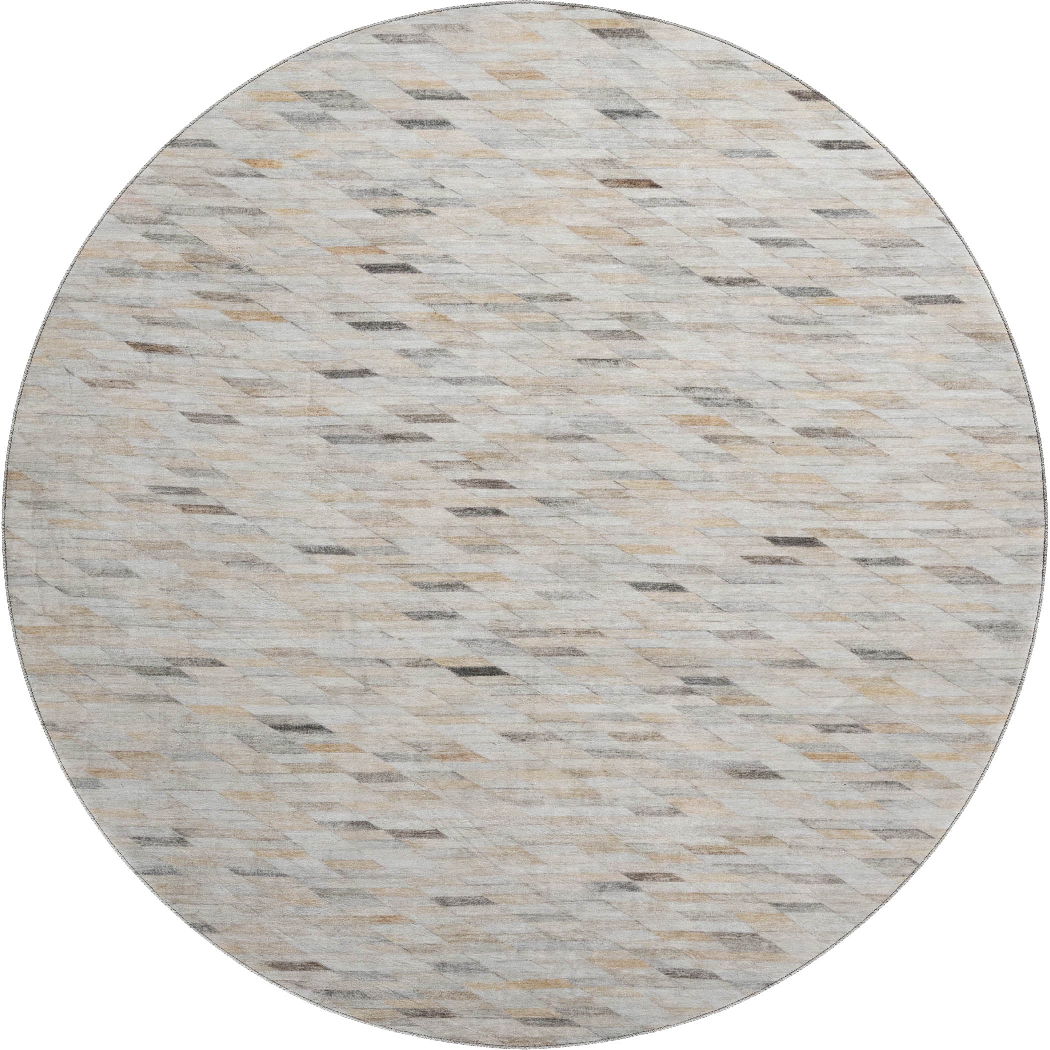 Bangkok Machine Washable Transitional Linen Ivory Rug 8' x 8' #shape_Round