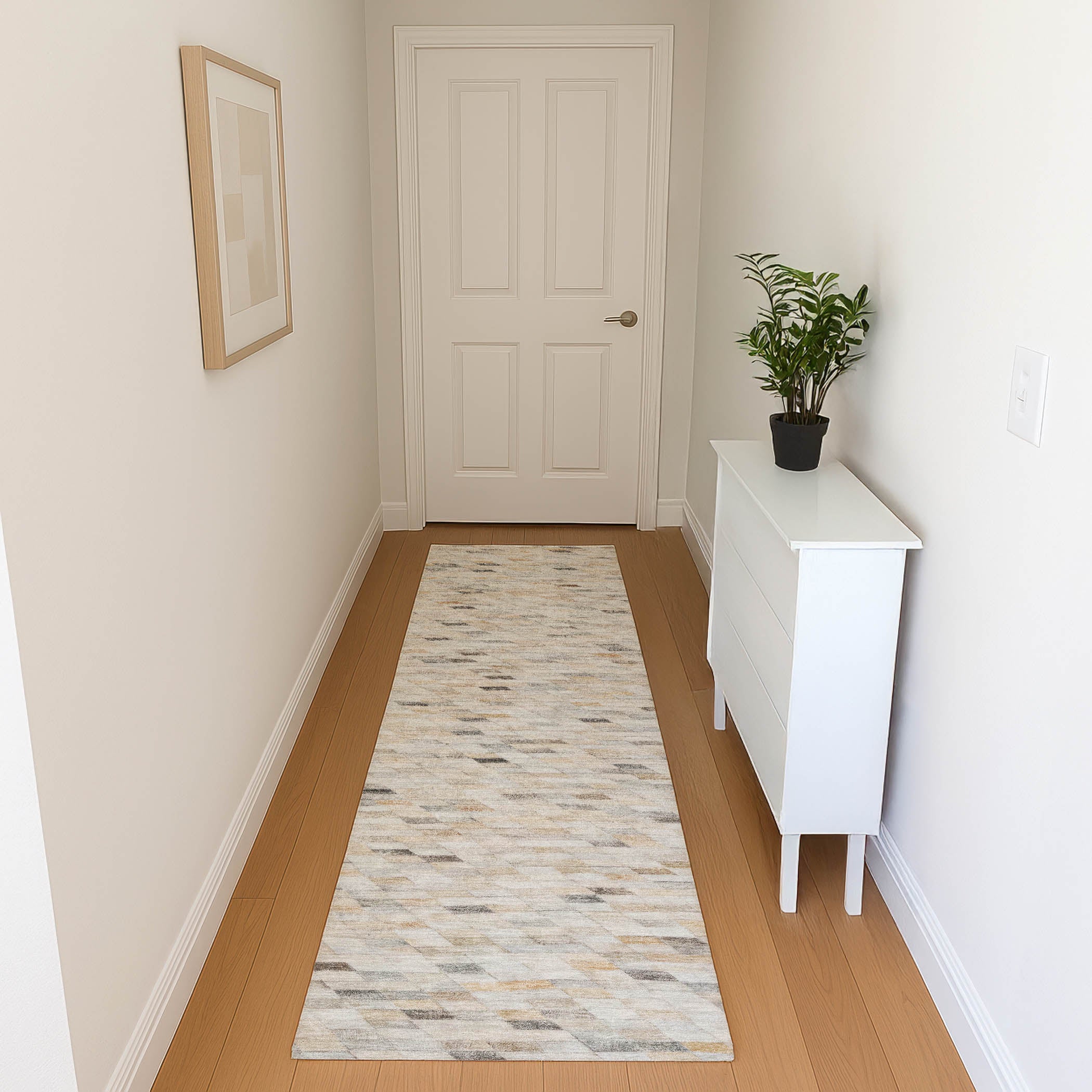 Bangkok Machine Washable Transitional Linen Ivory Rug 2'3" x 7'6" #shape_Runner