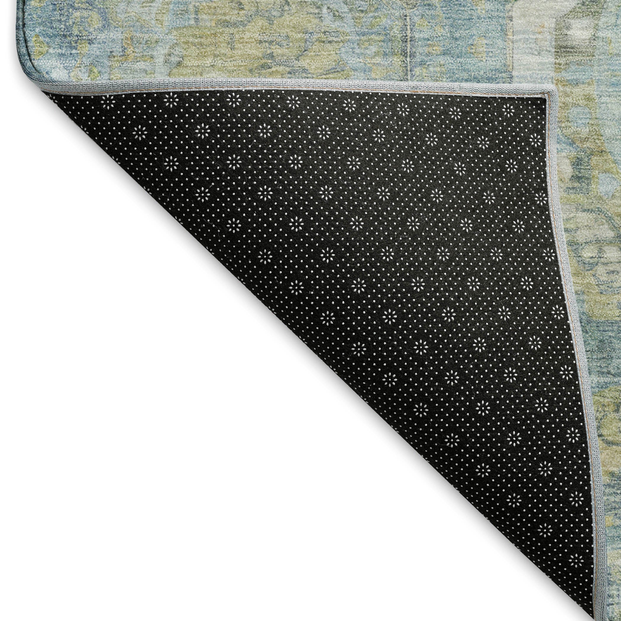 Seoul Machine Washable Transitional Blue Rug 1'8" x 2'6" #shape_Rectangle