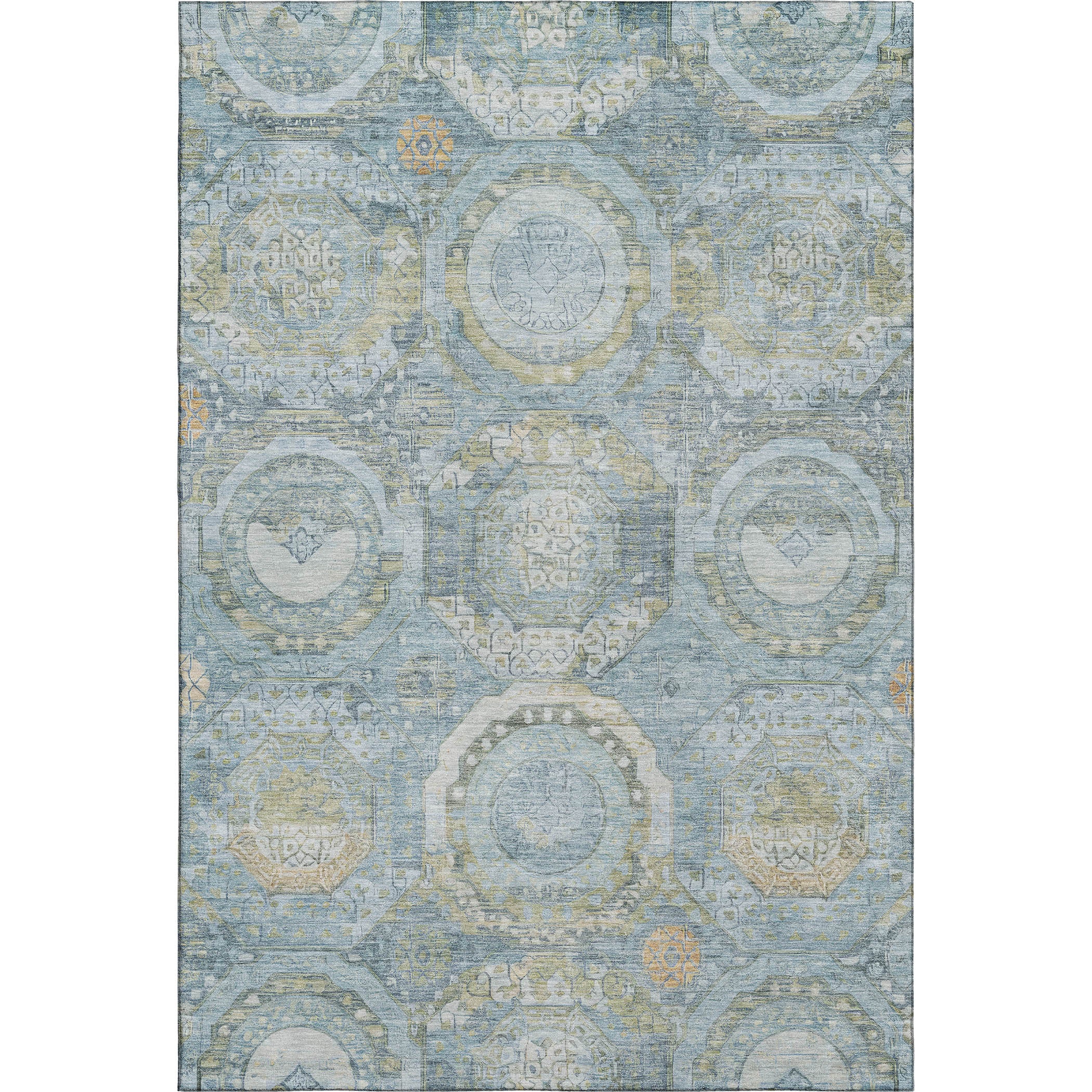Seoul Machine Washable Transitional Blue Rug 2'6" x 3'10" #shape_Rectangle