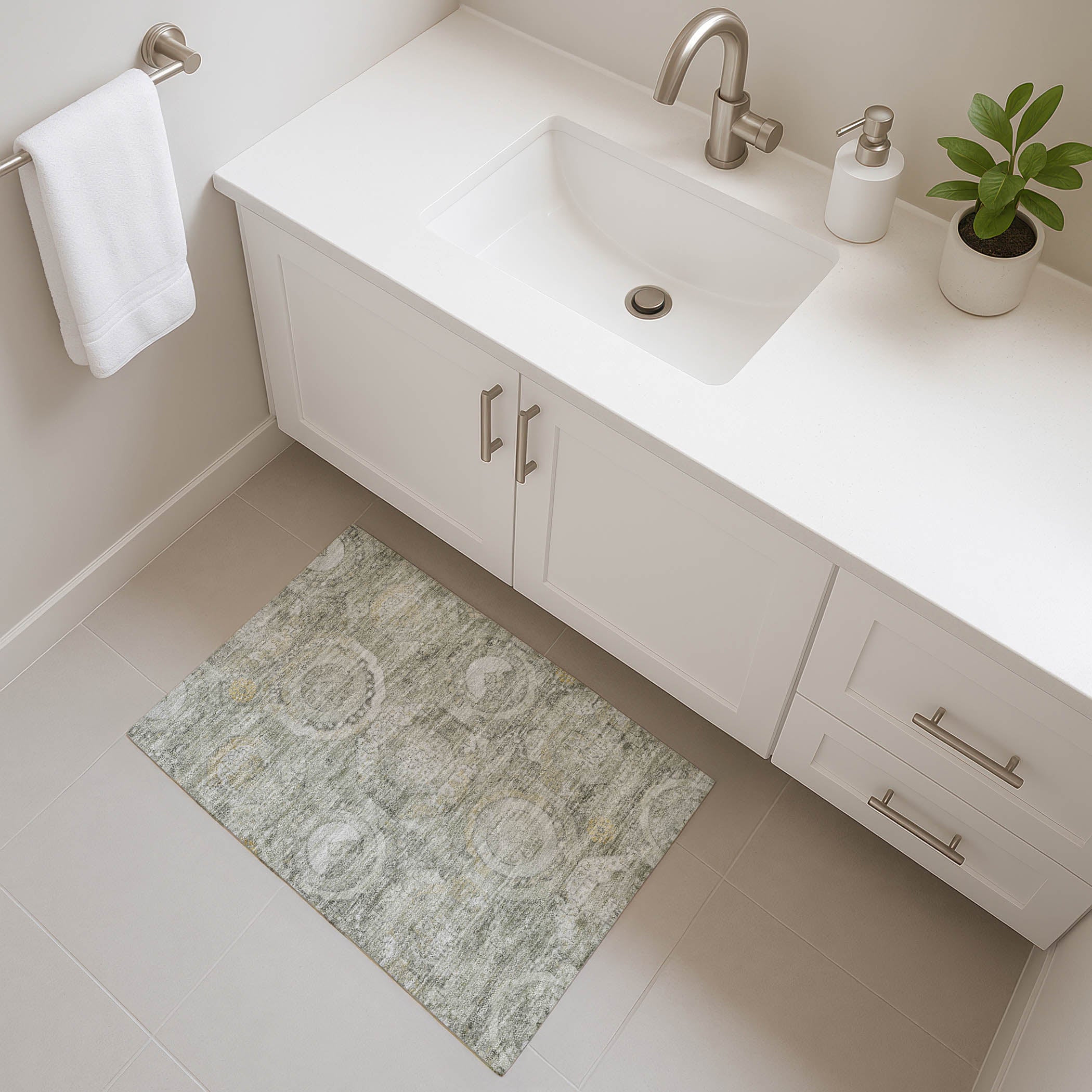 Seoul Machine Washable Transitional Pewter Gray Rug 1'8" x 2'6" #shape_Rectangle