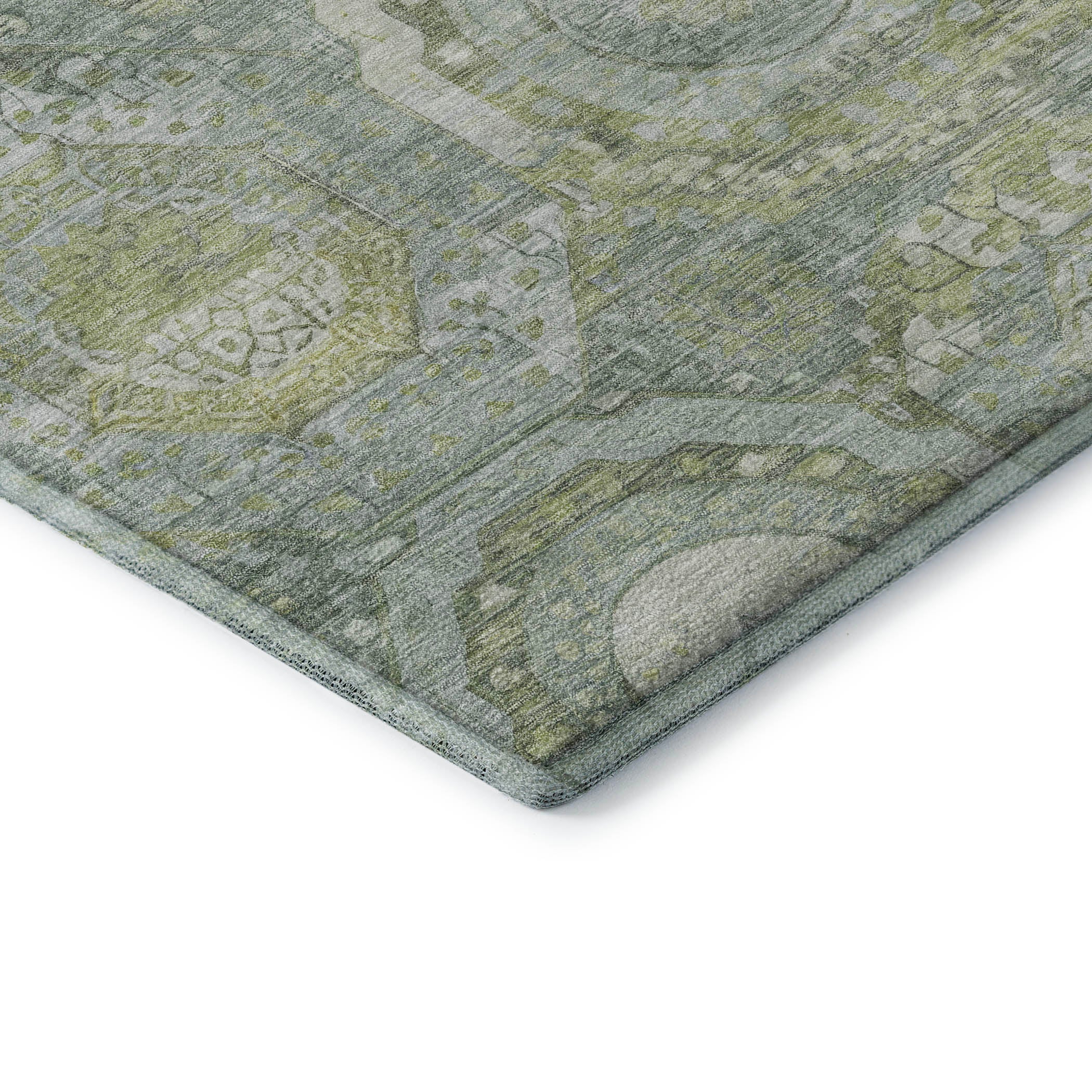 Seoul Machine Washable Transitional Sage Green Rug 1'8" x 2'6" #shape_Rectangle