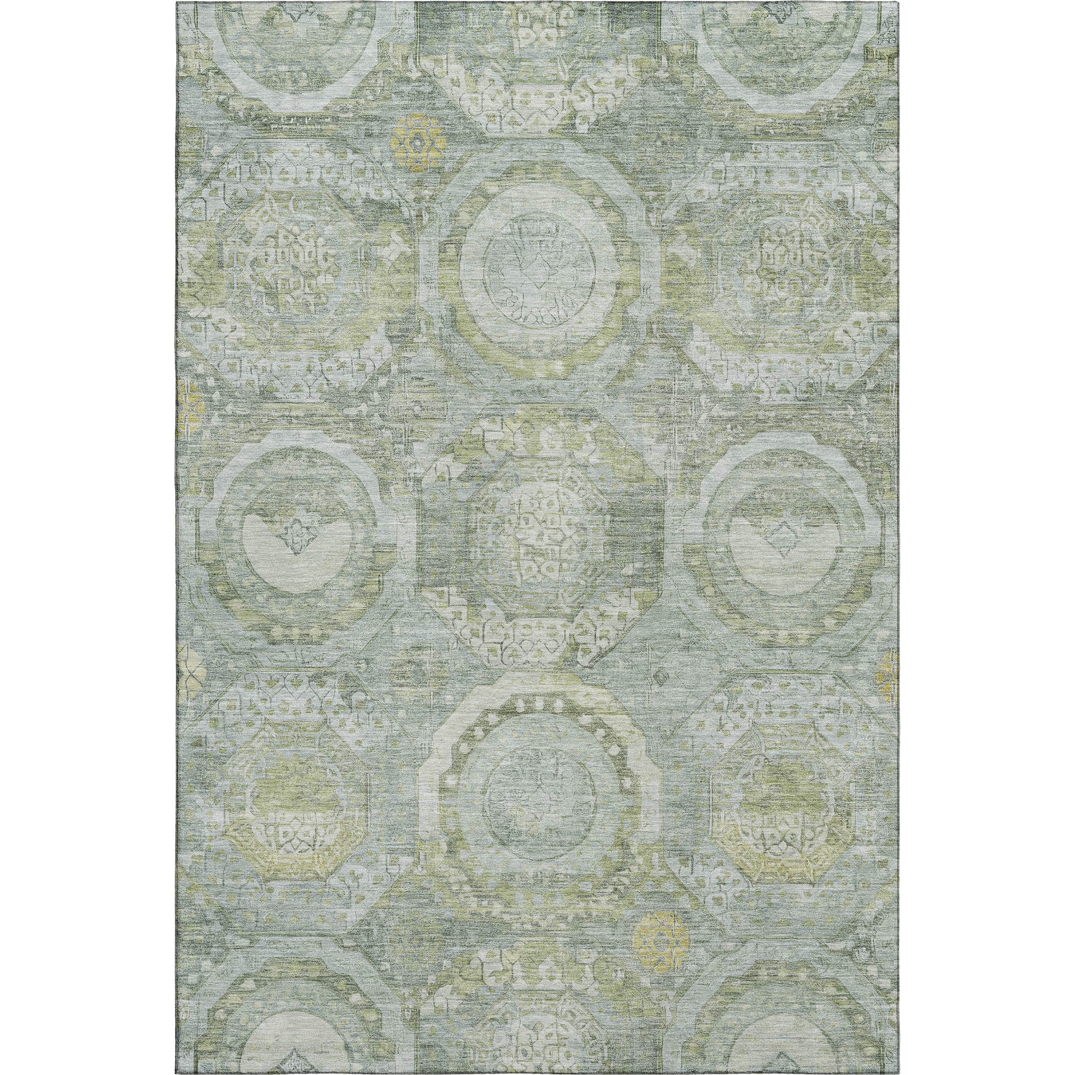 Seoul Machine Washable Transitional Sage Green Rug 2'6" x 3'10" #shape_Rectangle