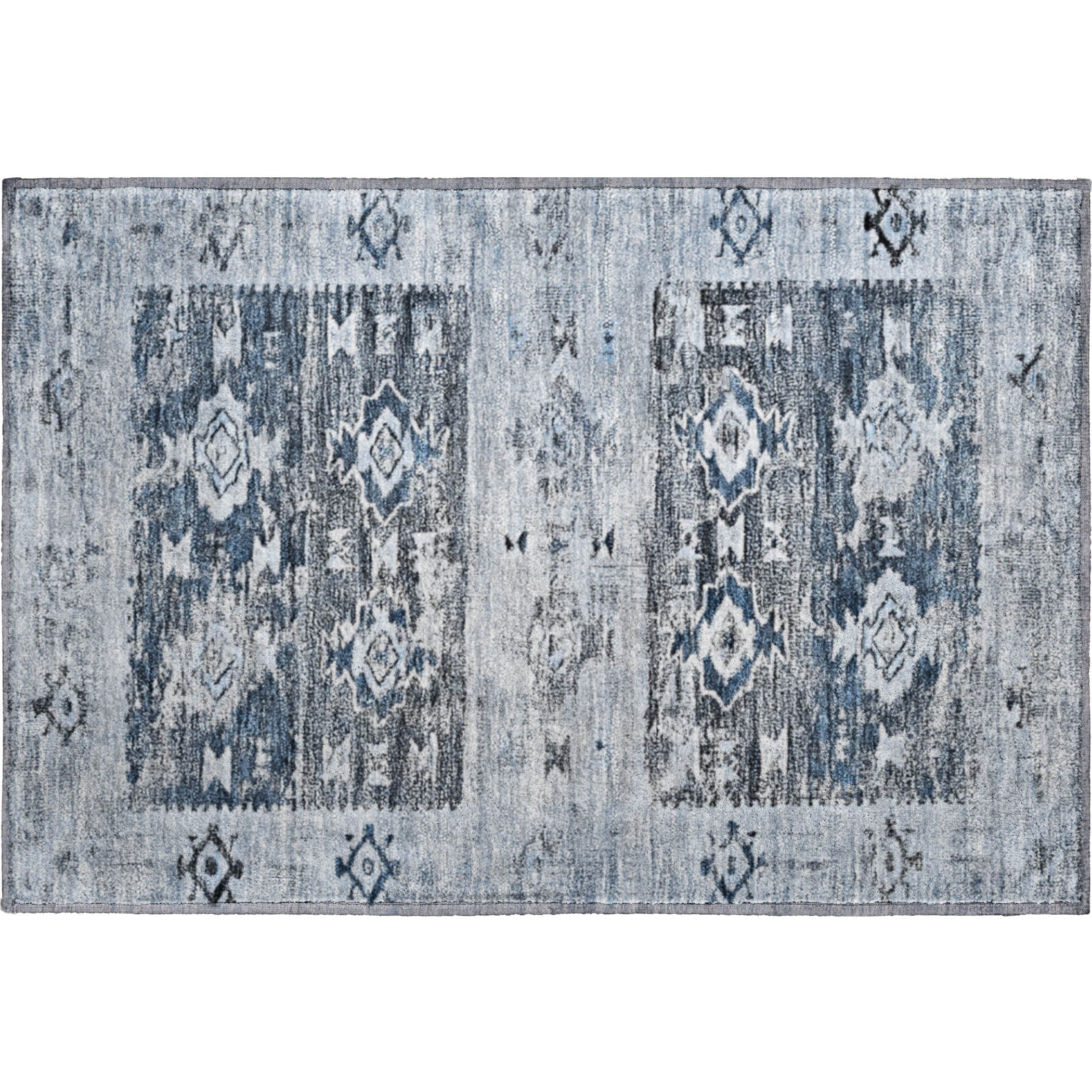 Kotor Machine Washable Transitional Blue Rug 1'8" x 2'6" #shape_Rectangle