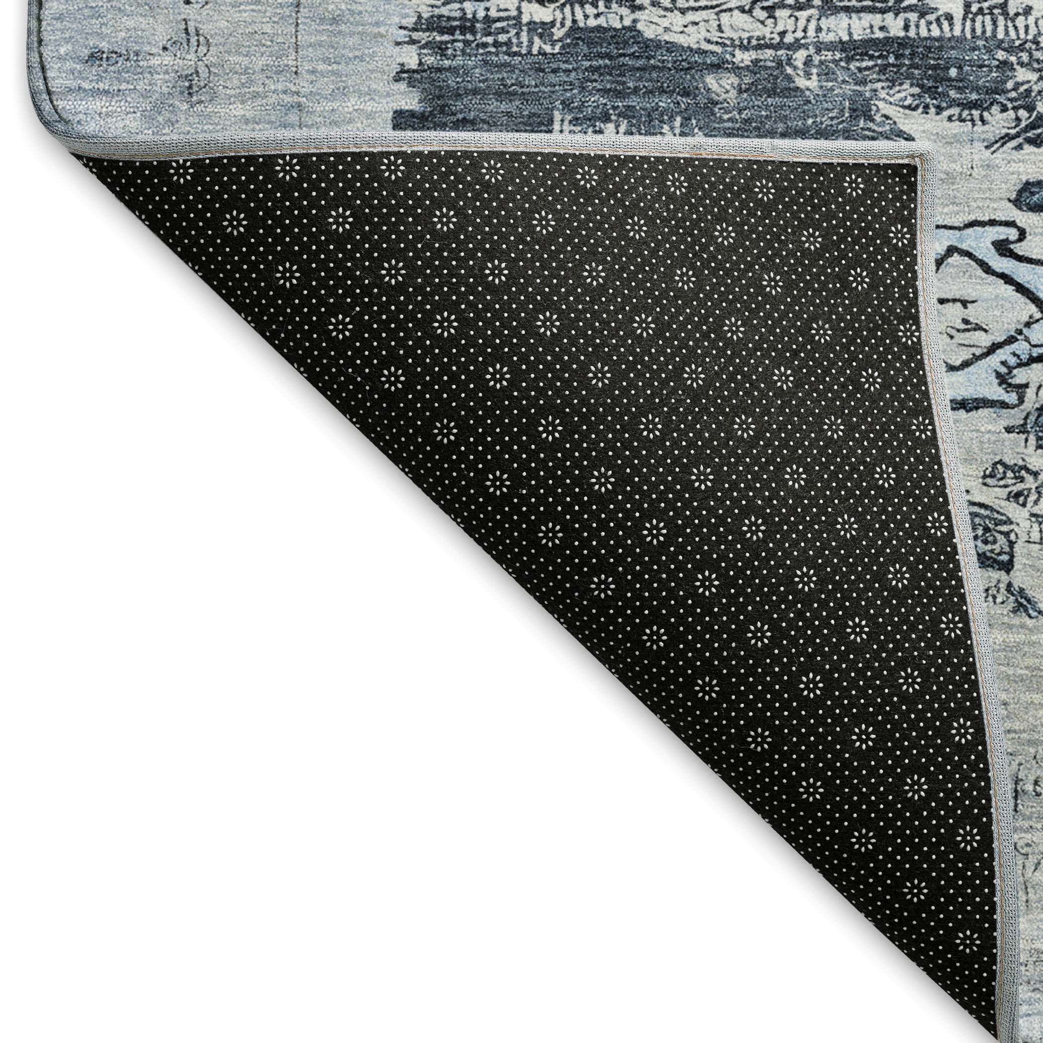 Kotor Machine Washable Transitional Blue Rug 1'8" x 2'6" #shape_Rectangle