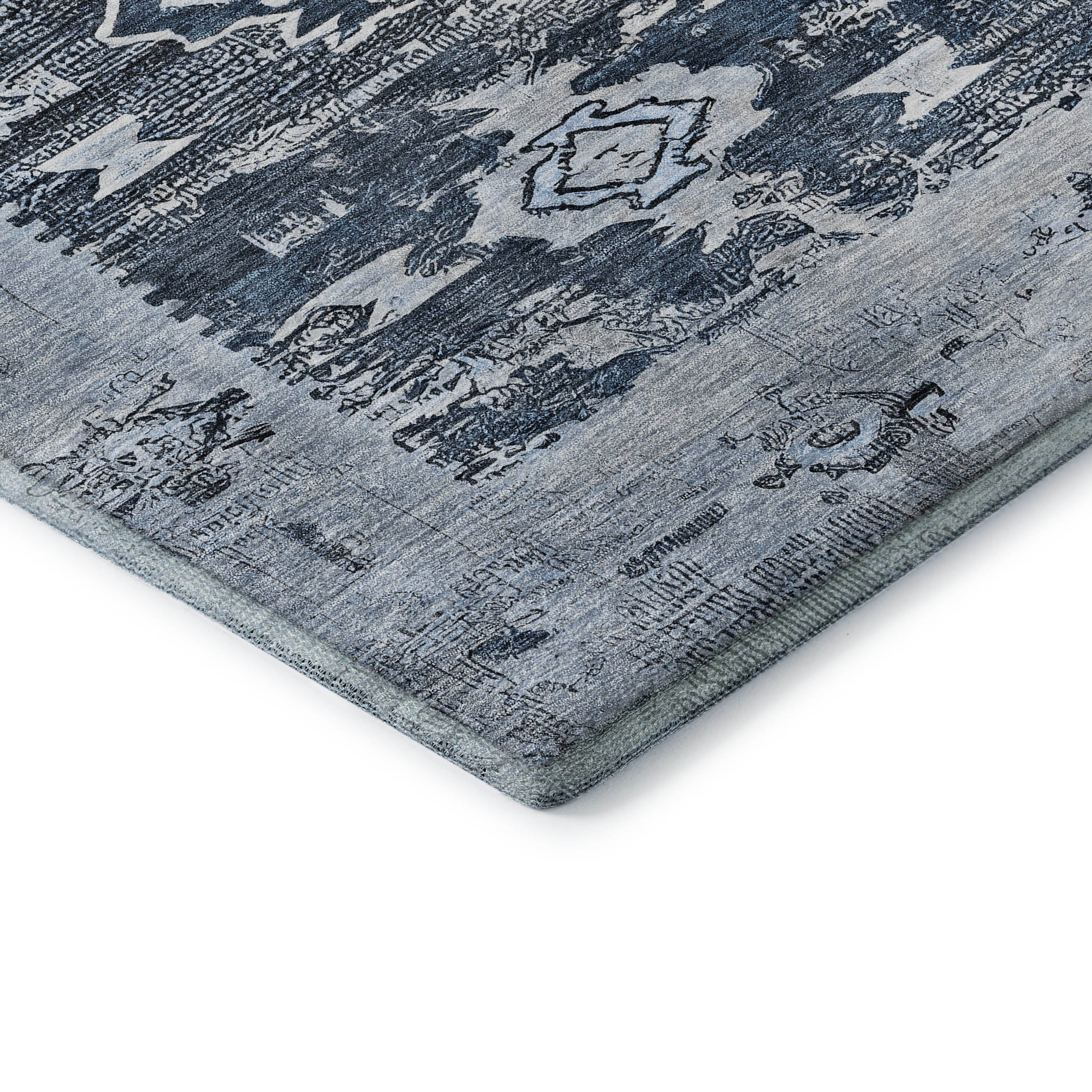 Kotor Machine Washable Transitional Blue Rug 1'8" x 2'6" #shape_Rectangle