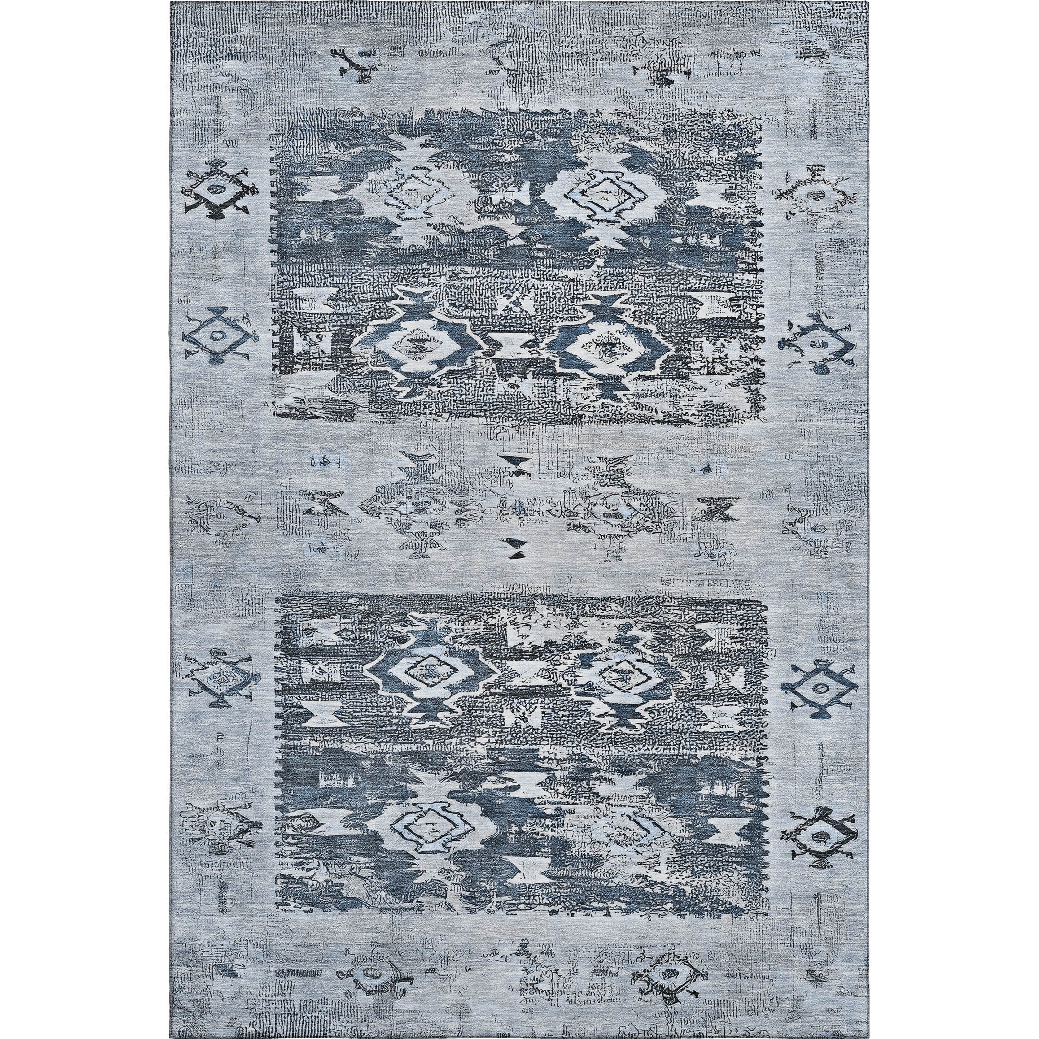 Kotor Machine Washable Transitional Blue Rug 2'6" x 3'10" #shape_Rectangle