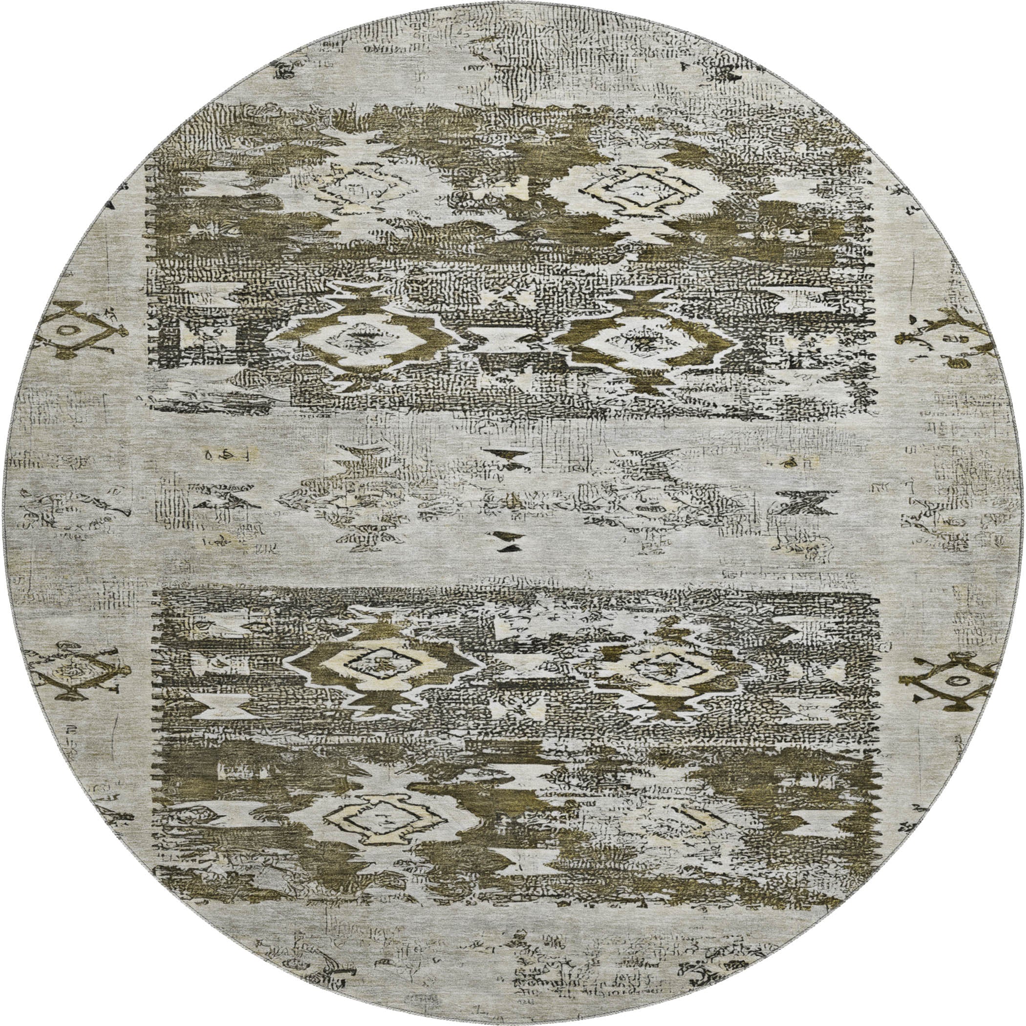 Kotor Machine Washable Transitional Brown Rug 8' x 8' #shape_Round