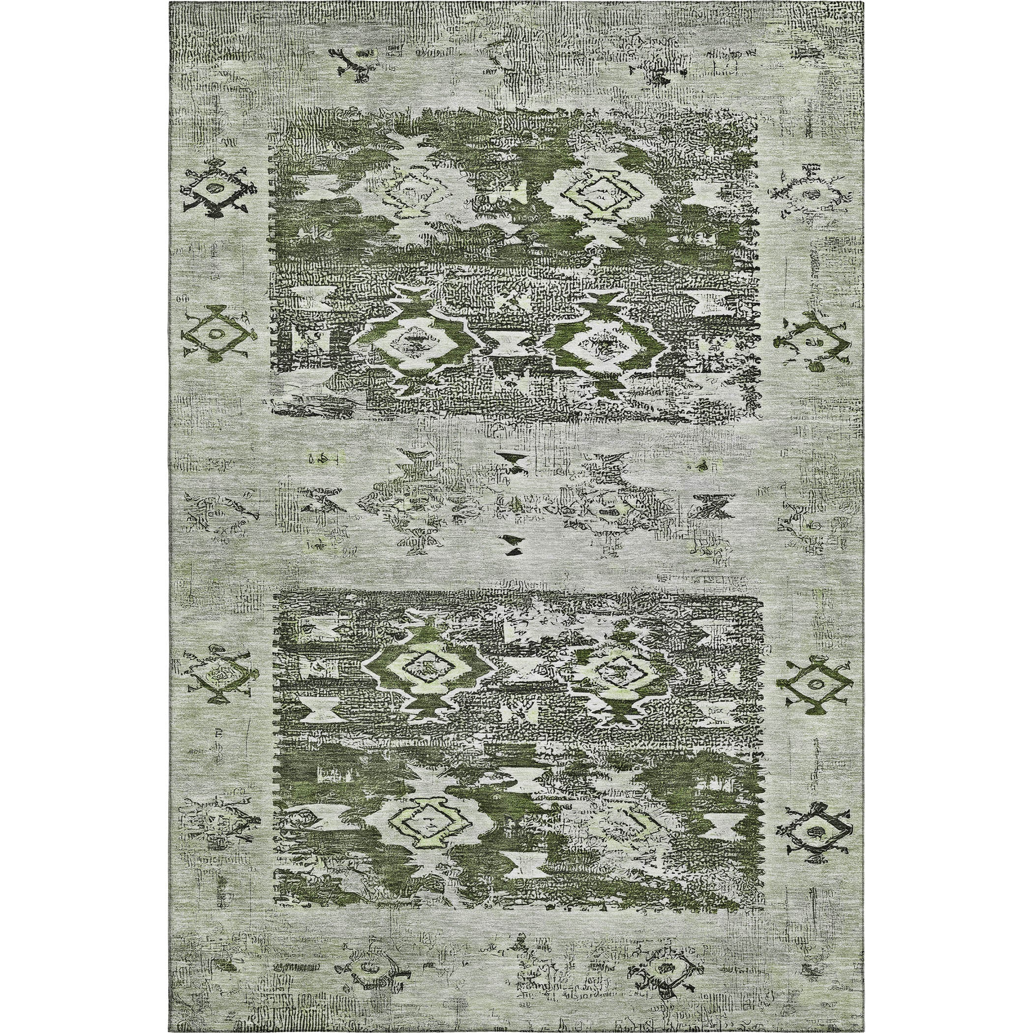 Kotor Machine Washable Transitional Olive Green Rug 2'6" x 3'10" #shape_Rectangle
