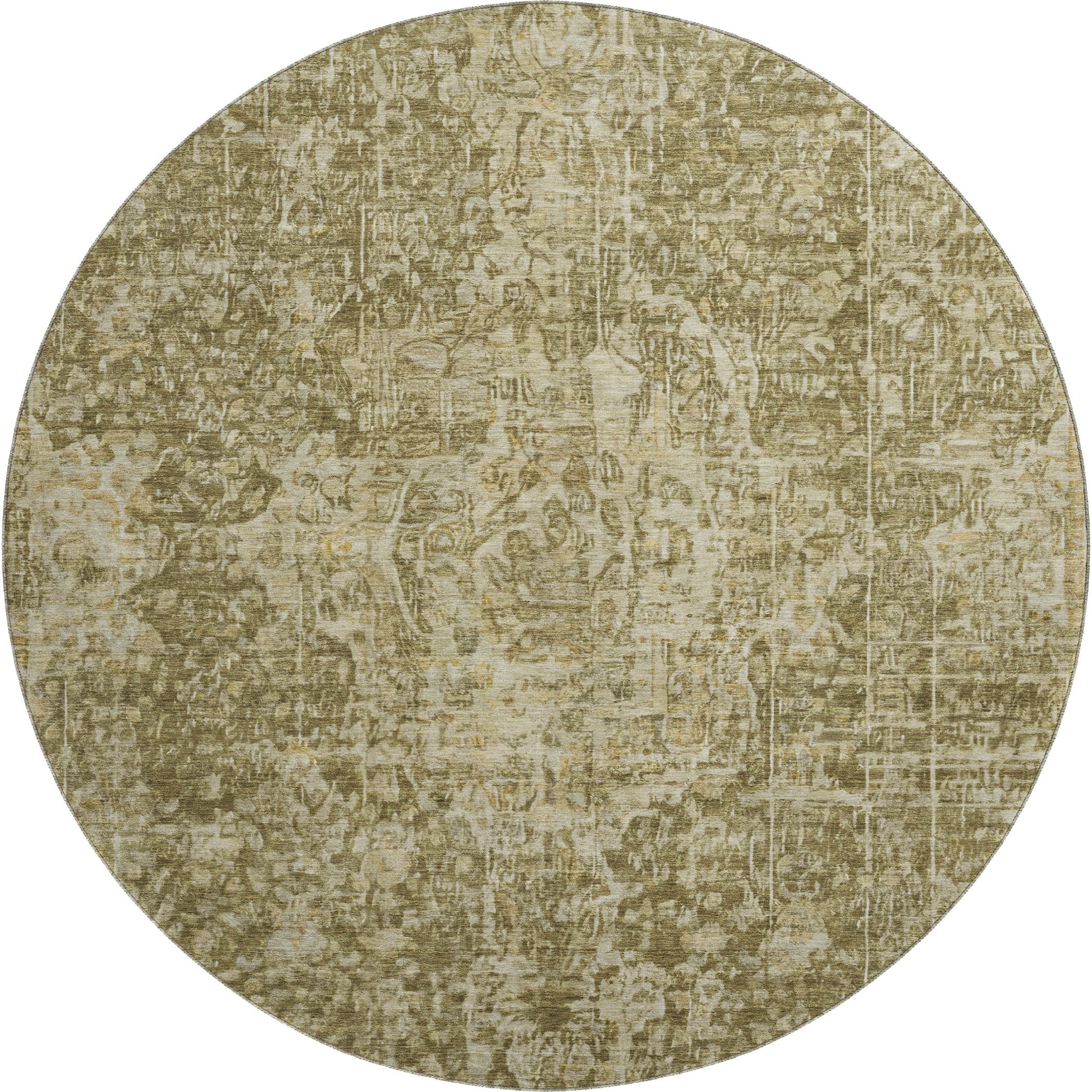 Bogota Machine Washable Traditional Brown Rug 8' x 8' #shape_Round