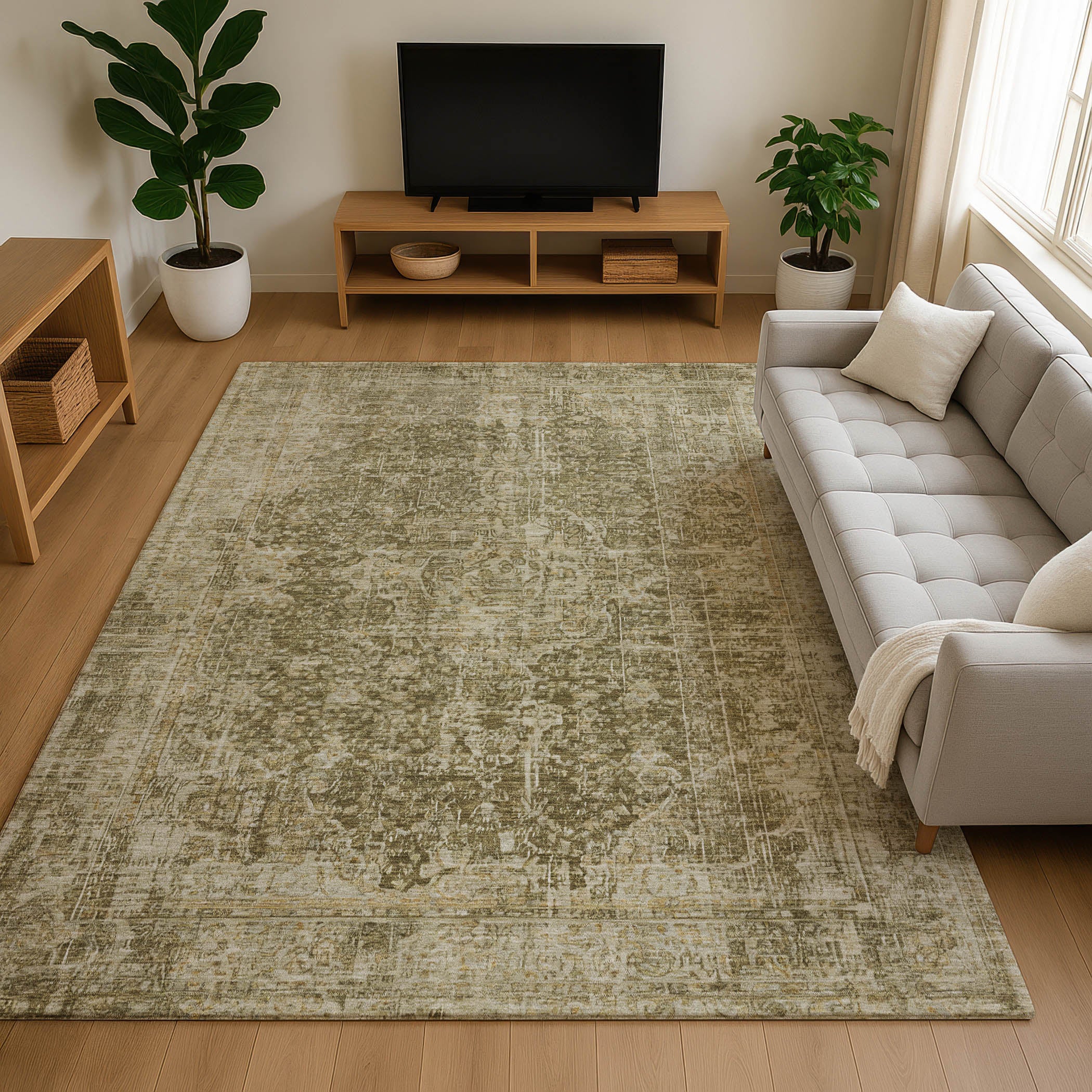 Bogota Machine Washable Traditional Brown Rug 2'6" x 3'10" #shape_Rectangle