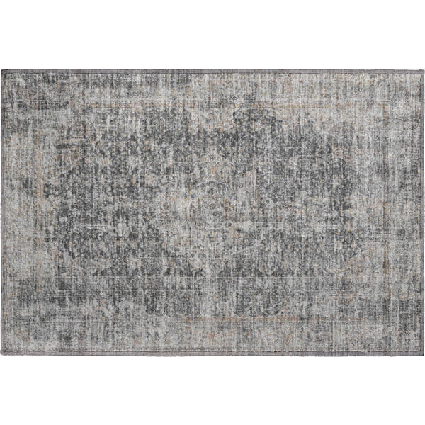 Bogota Machine Washable Traditional Charcoal Gray Rug 1'8" x 2'6"