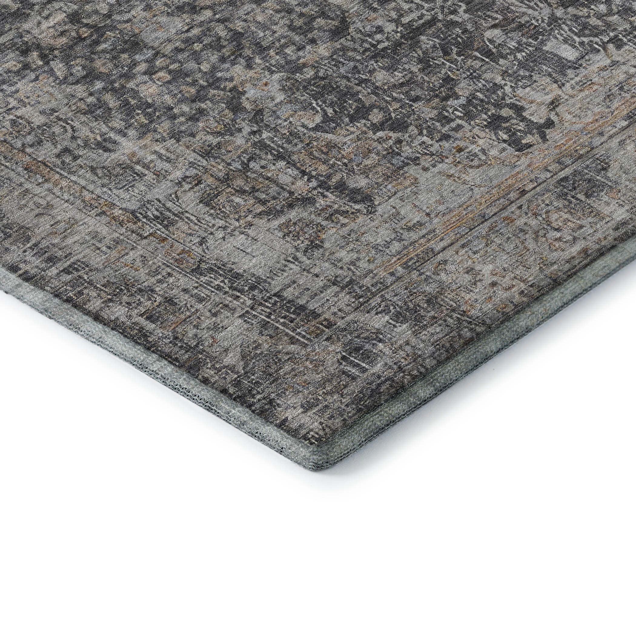 Bogota Machine Washable Traditional Charcoal Gray Rug 1'8" x 2'6" #shape_Rectangle