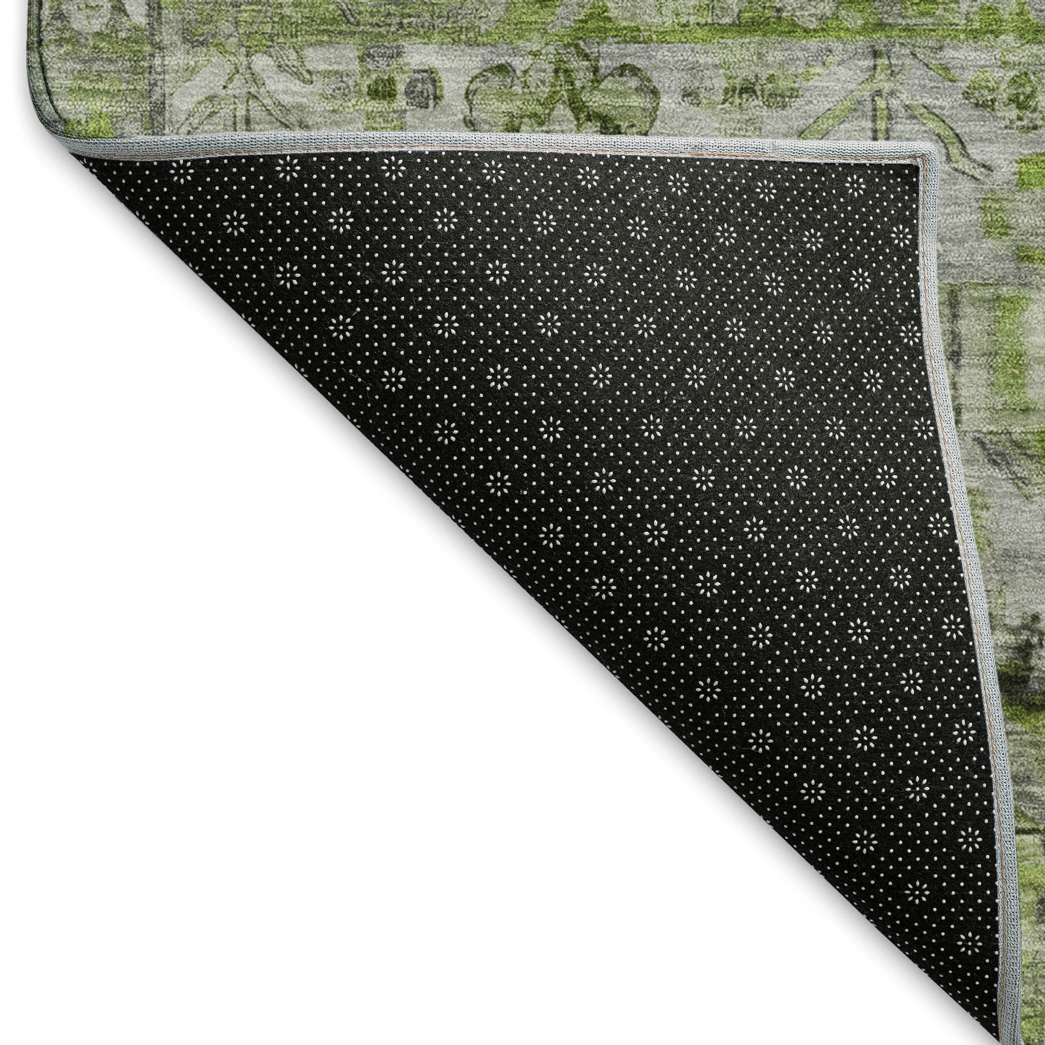 Montevideo Machine Washable Traditional Aloe Green Rug 1'8" x 2'6" #shape_Rectangle