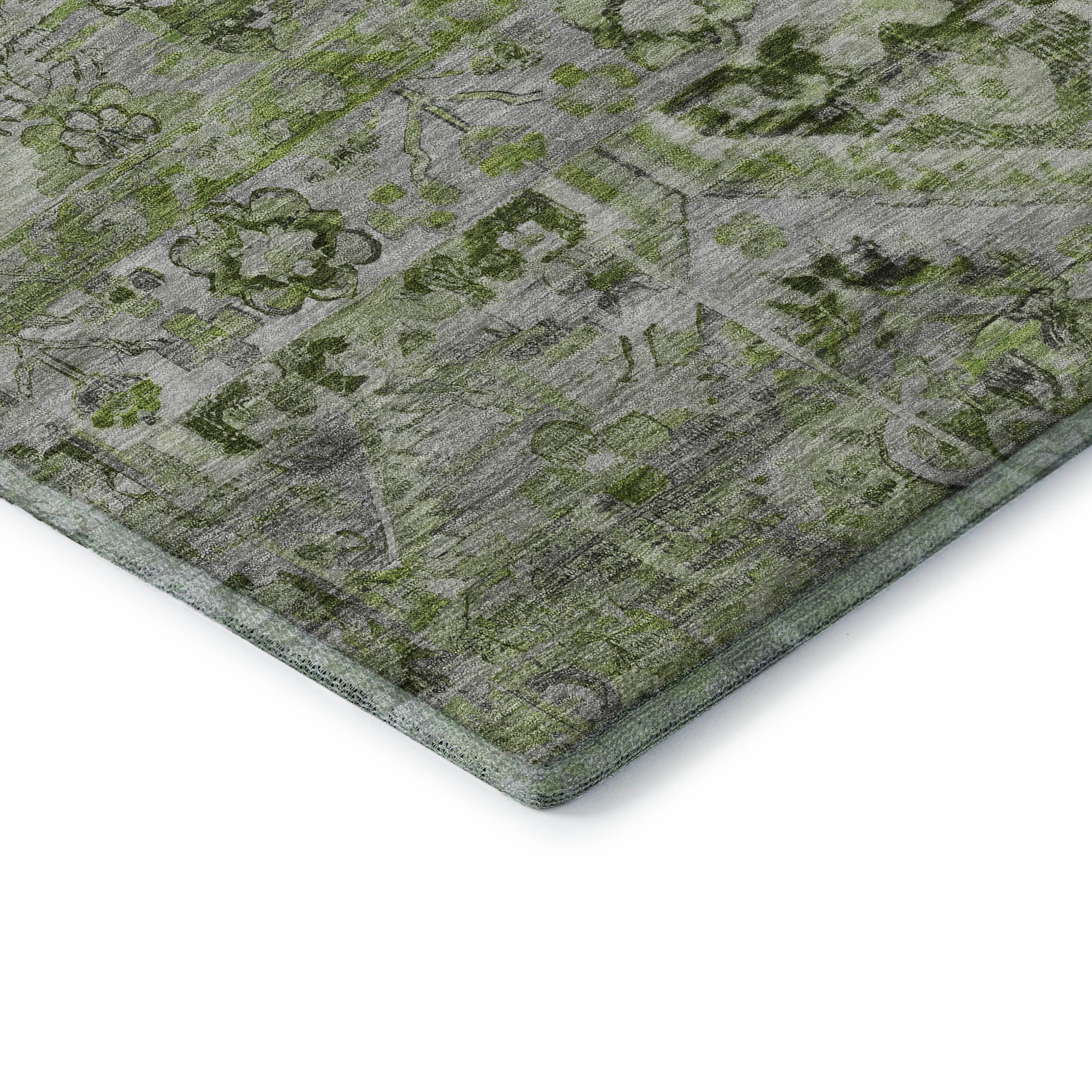 Montevideo Machine Washable Traditional Aloe Green Rug 1'8" x 2'6" #shape_Rectangle