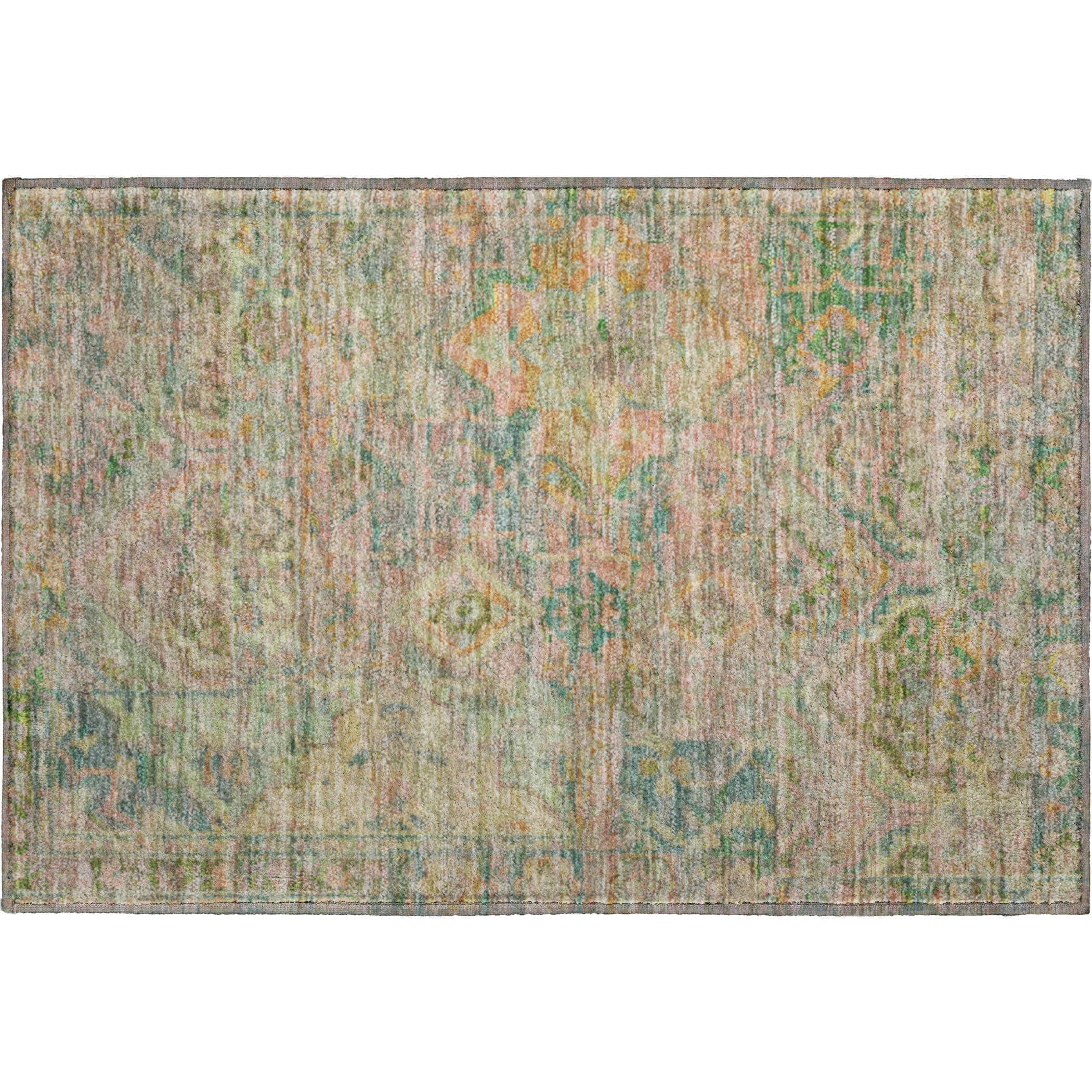 Montevideo Machine Washable Traditional Green Rug 1'8" x 2'6" #shape_Rectangle