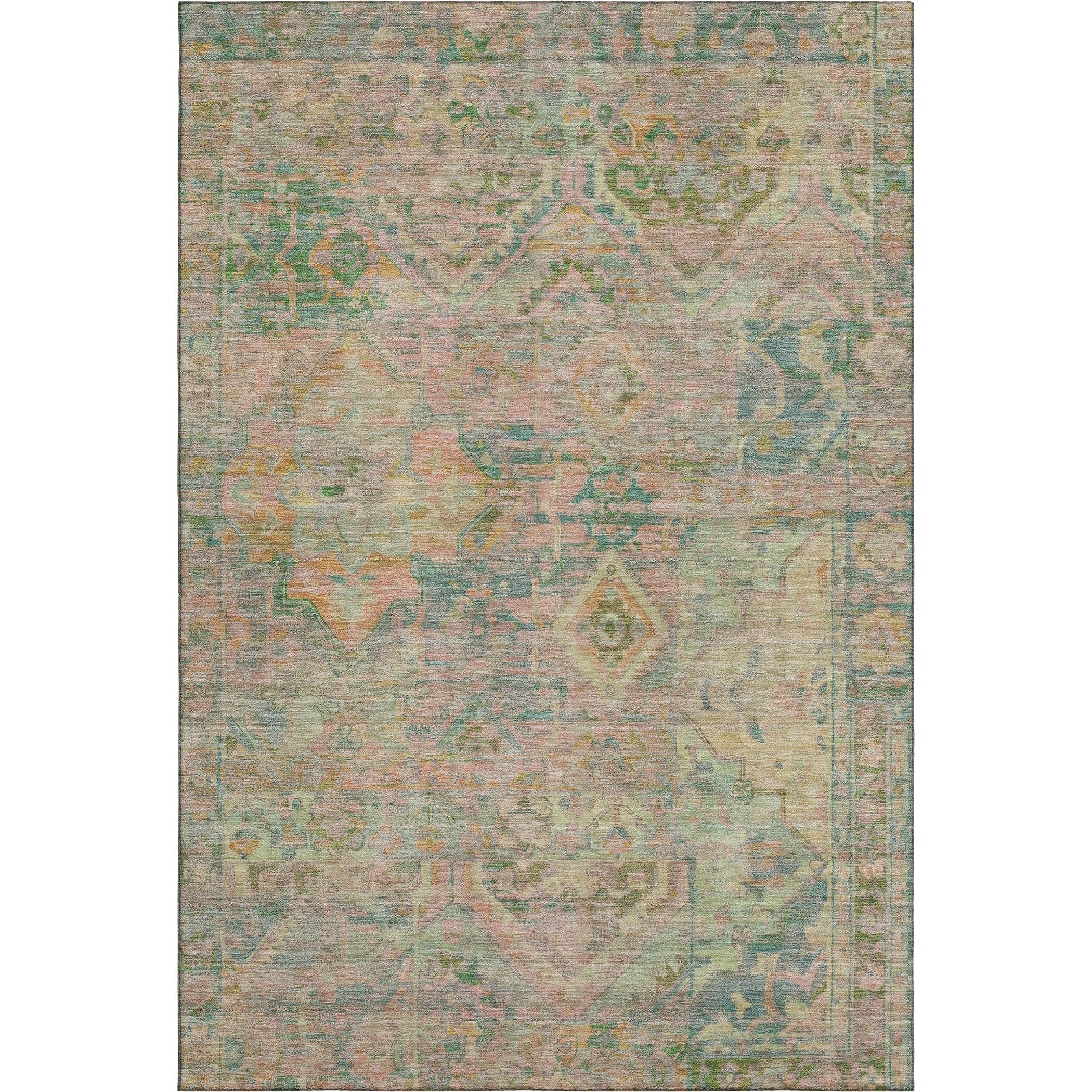 Montevideo Machine Washable Traditional Green Rug 2'6" x 3'10" #shape_Rectangle