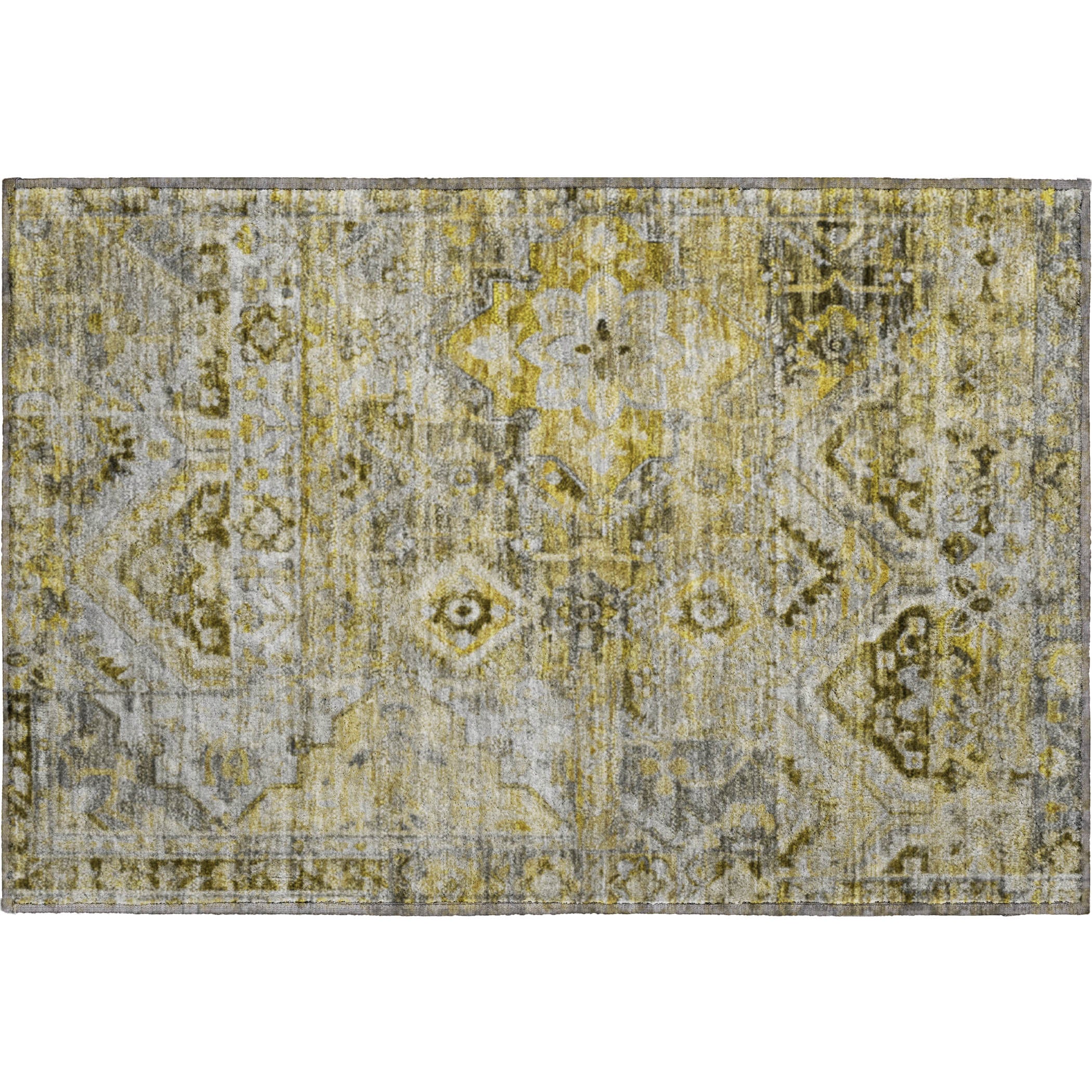 Montevideo Machine Washable Traditional Pewter Gray Rug 1'8" x 2'6" #shape_Rectangle
