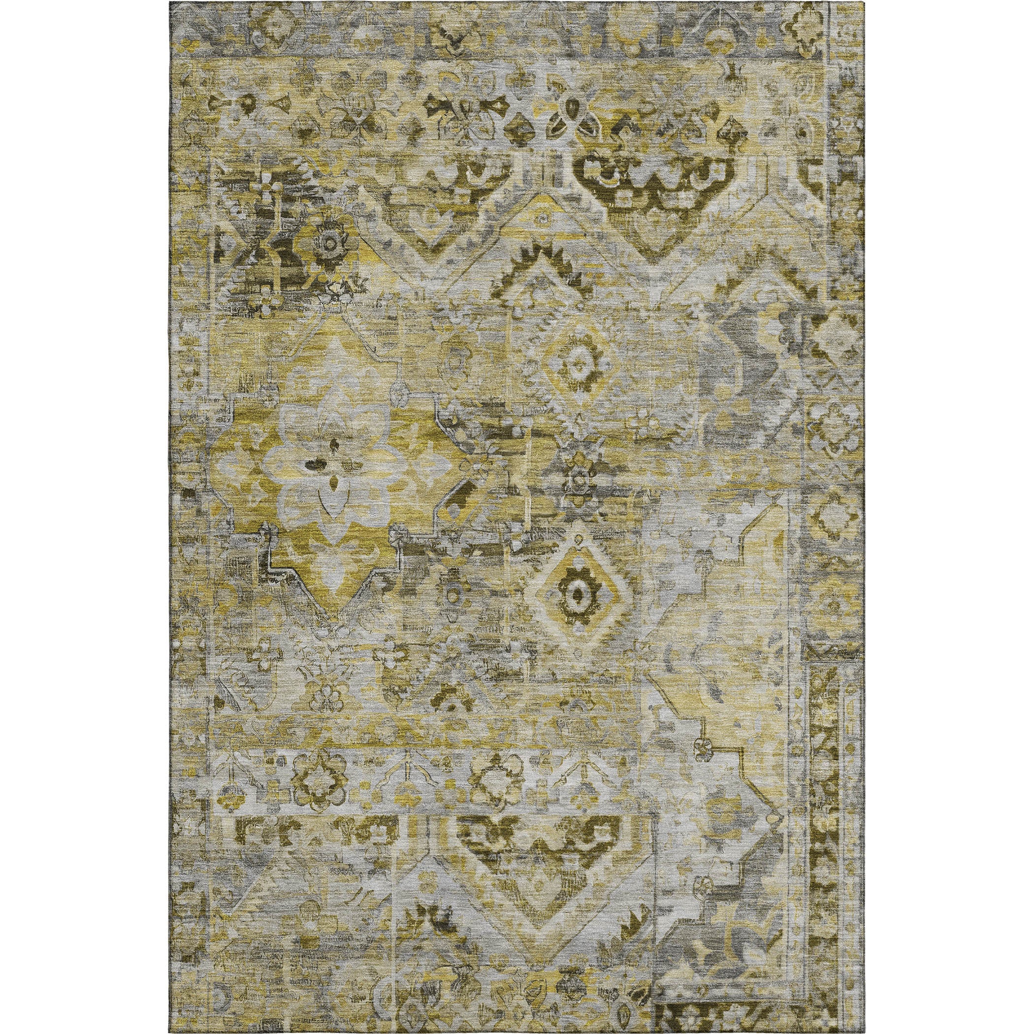 Montevideo Machine Washable Traditional Pewter Gray Rug 2'6" x 3'10" #shape_Rectangle
