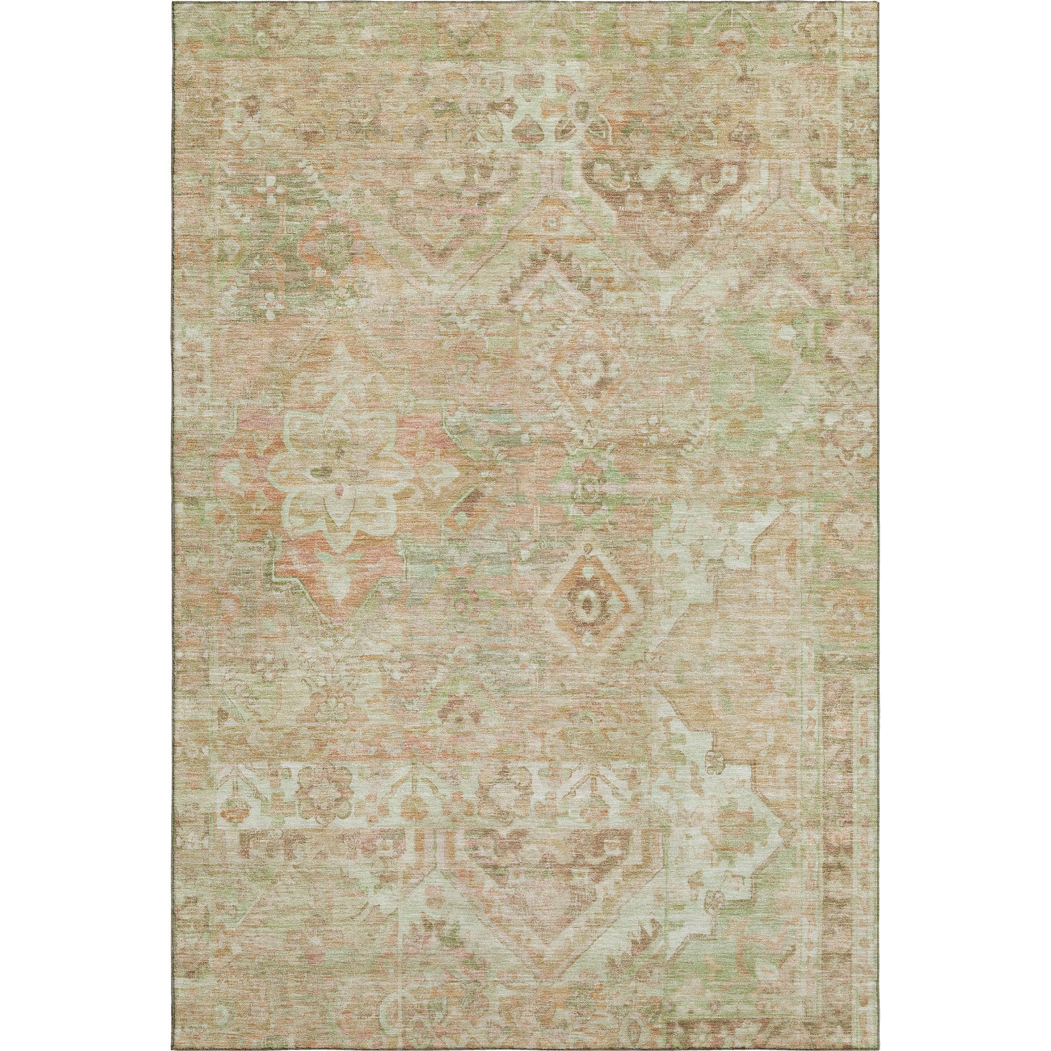 Montevideo Machine Washable Traditional Salmon Orange Rug 2'6" x 3'10" #shape_Rectangle
