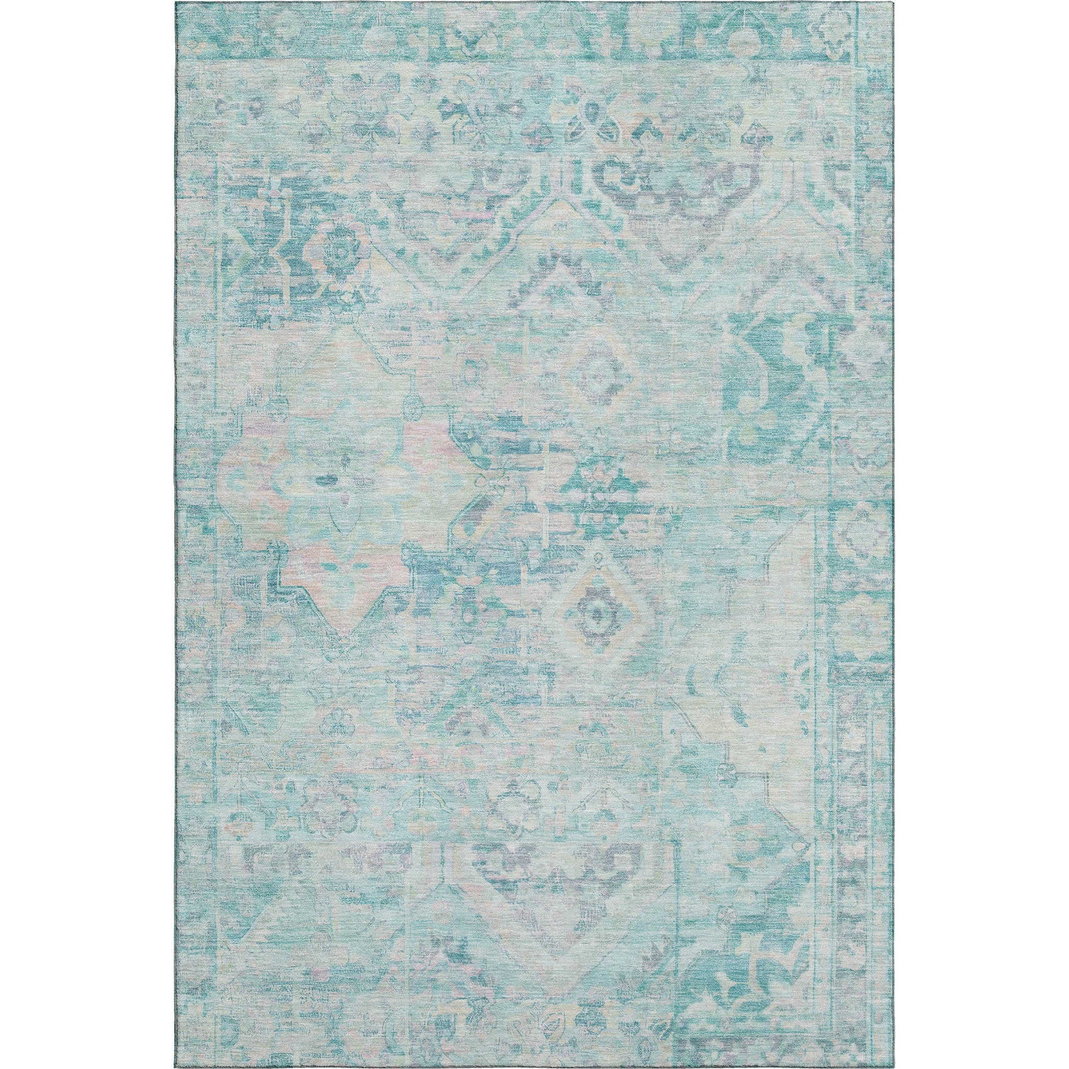 Montevideo Machine Washable Traditional Teal Rug 2'6" x 3'10" #shape_Rectangle