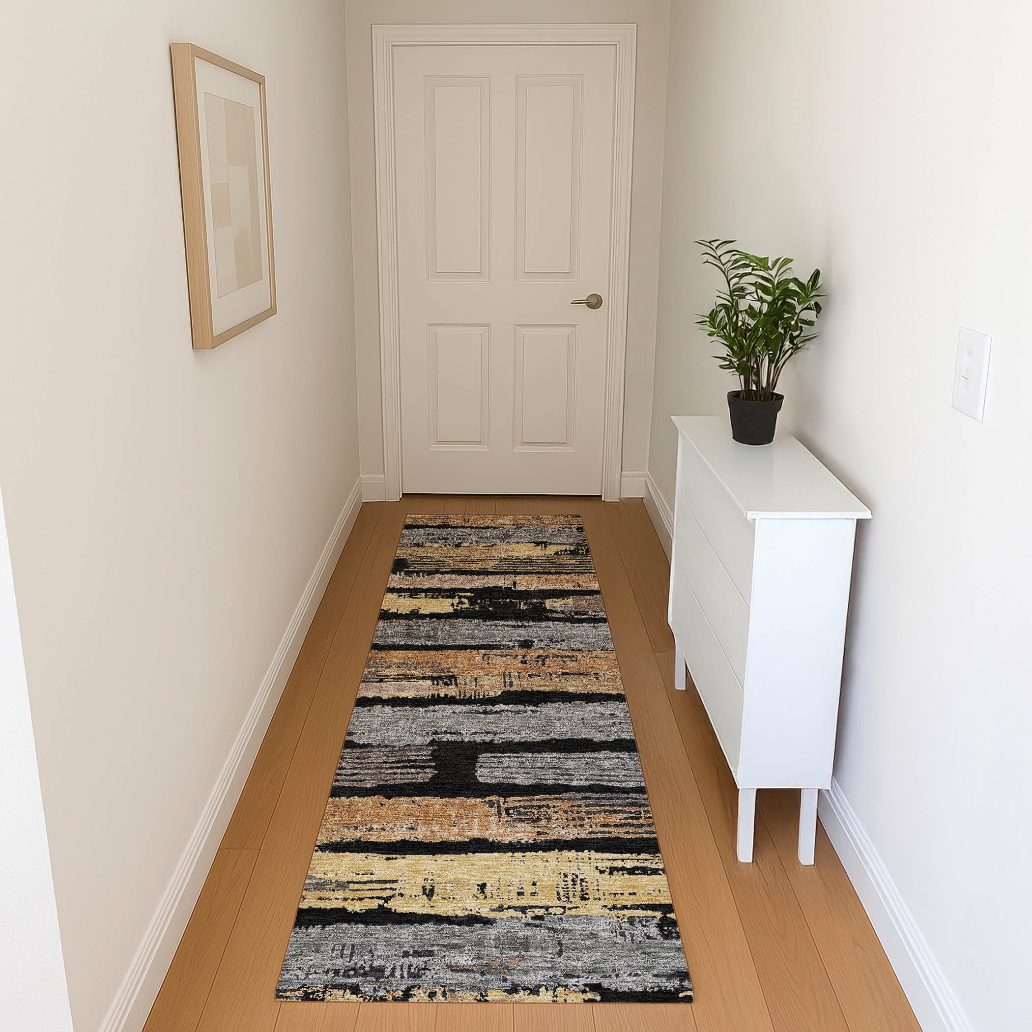 Chiang Mai Machine Washable Transitional Black Rug 2'3" x 7'6" #shape_Runner