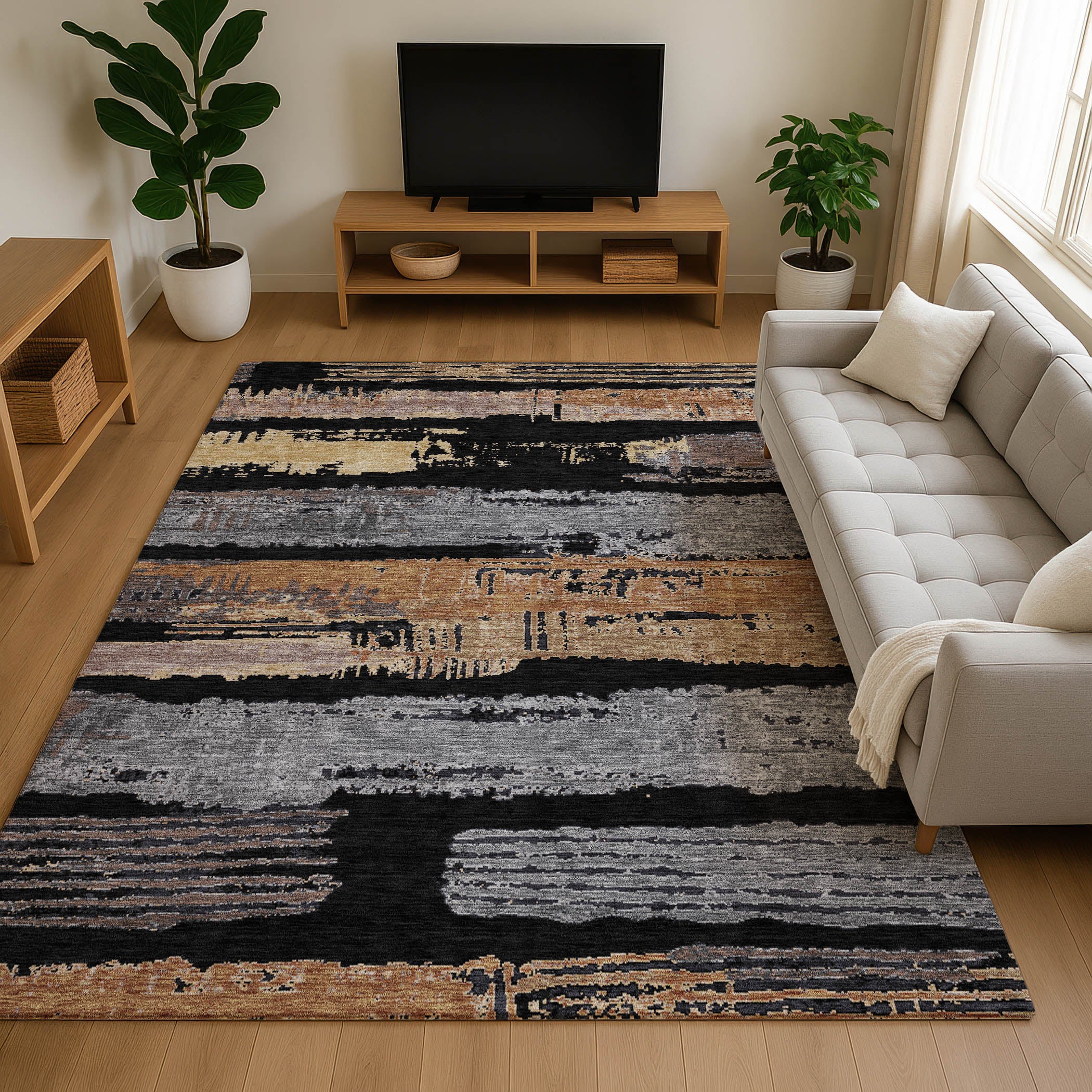 Chiang Mai Machine Washable Transitional Black Rug 2'6" x 3'10" #shape_Rectangle