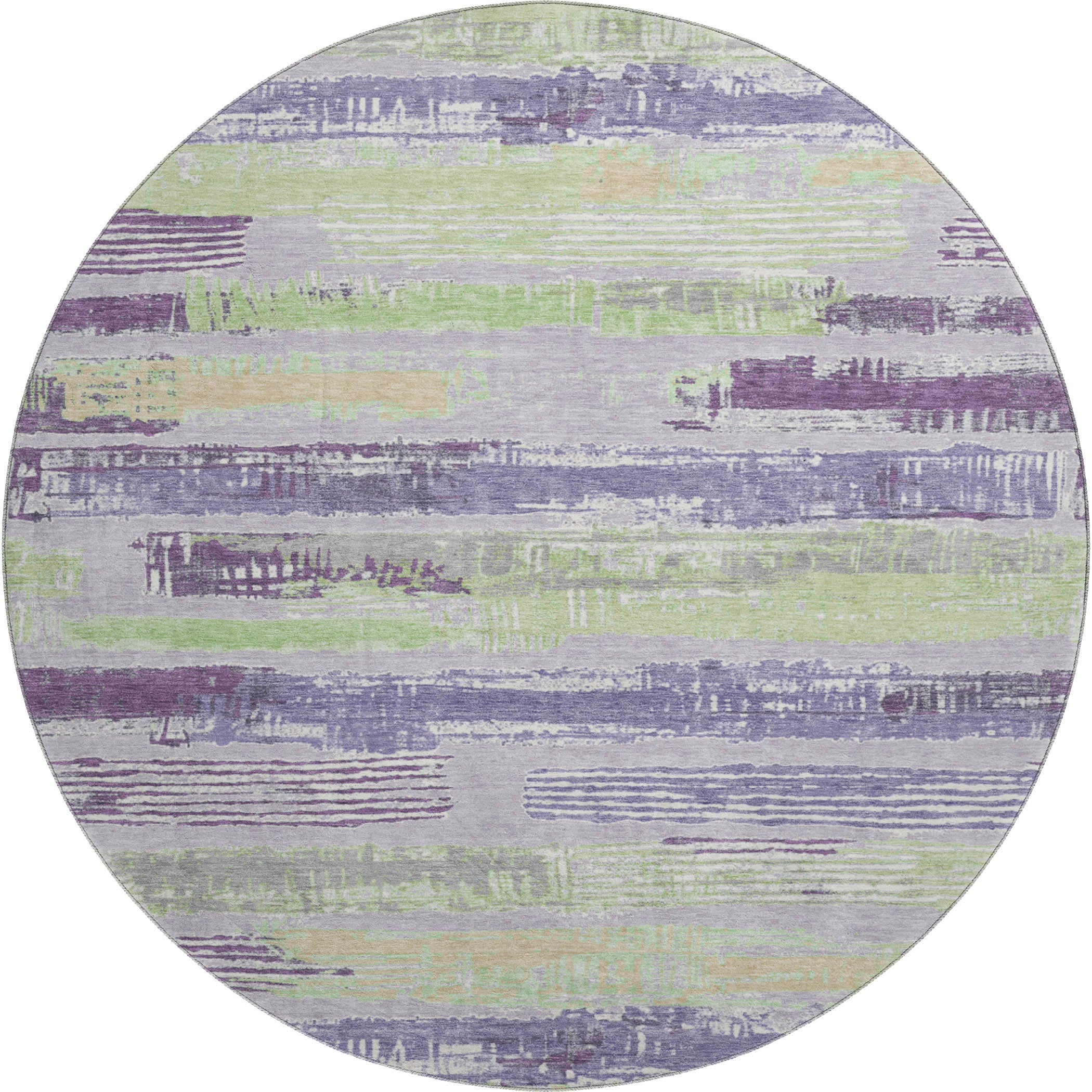 Chiang Mai Machine Washable Transitional Lavender Purple Rug 8' x 8' #shape_Round