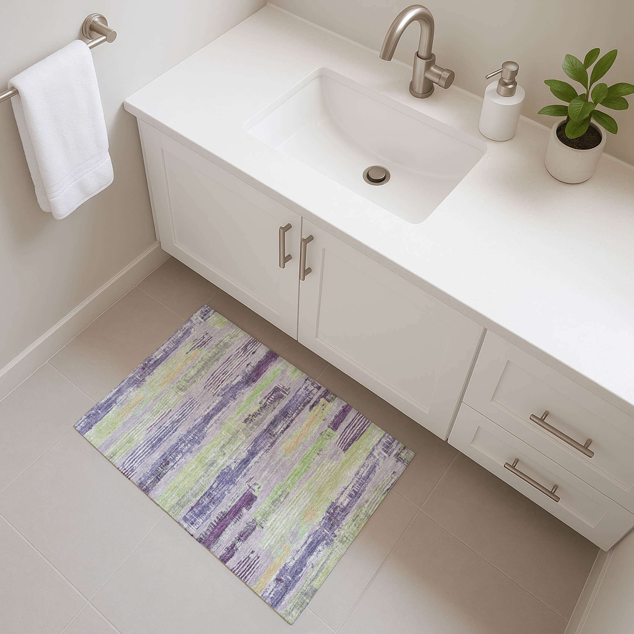 Chiang Mai Machine Washable Transitional Lavender Purple Rug 1'8" x 2'6" #shape_Rectangle