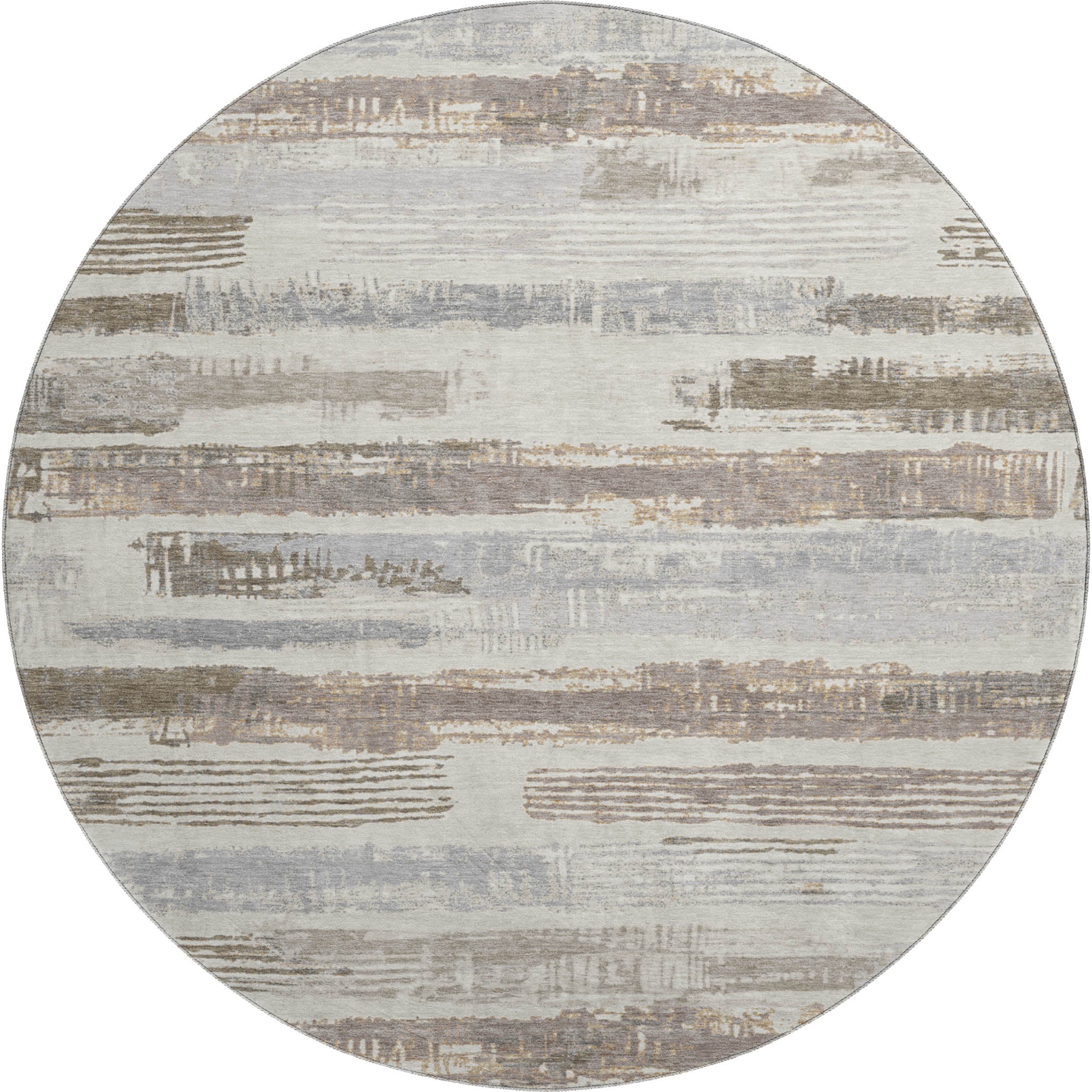 Chiang Mai Machine Washable Transitional Linen Ivory Rug 8' x 8' #shape_Round