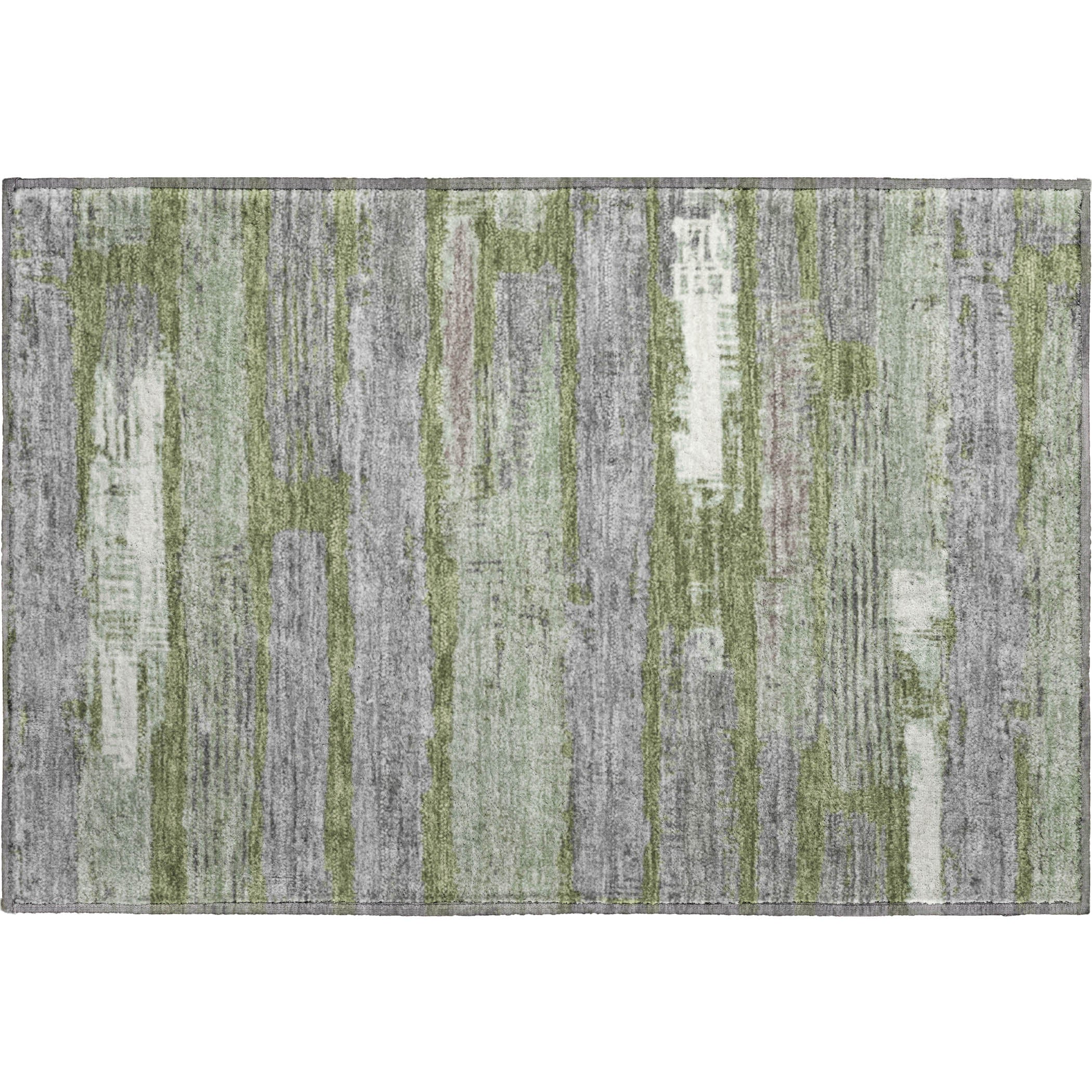 Chiang Mai Machine Washable Transitional Olive Green Rug 1'8" x 2'6" #shape_Rectangle