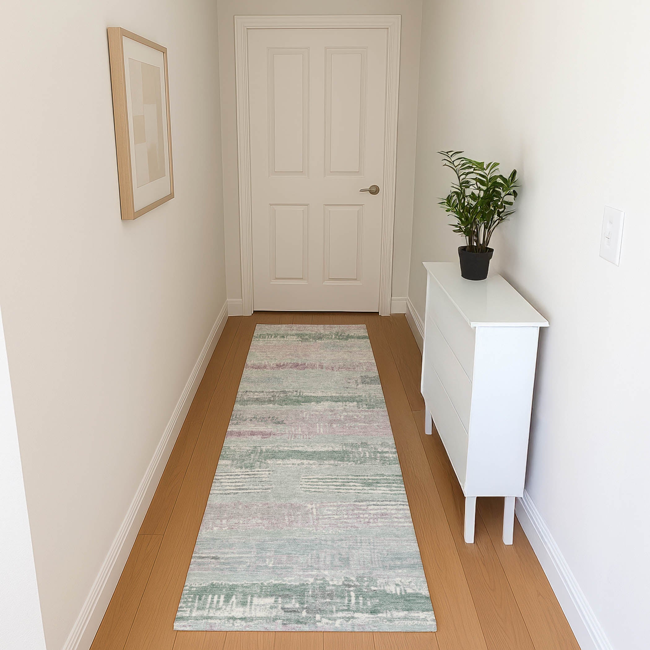 Chiang Mai Machine Washable Transitional Seafoam Blue Rug 2'3" x 7'6" #shape_Runner