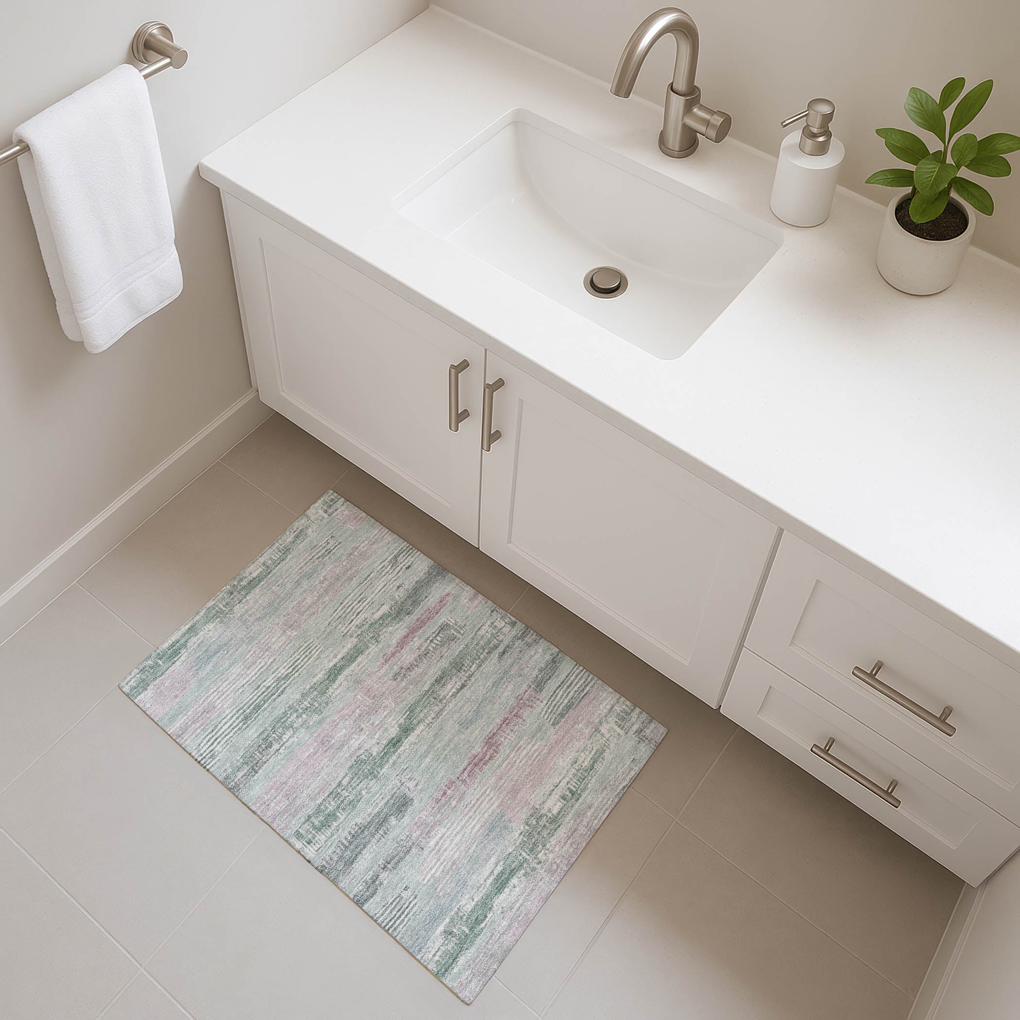 Chiang Mai Machine Washable Transitional Seafoam Blue Rug 1'8" x 2'6" #shape_Rectangle