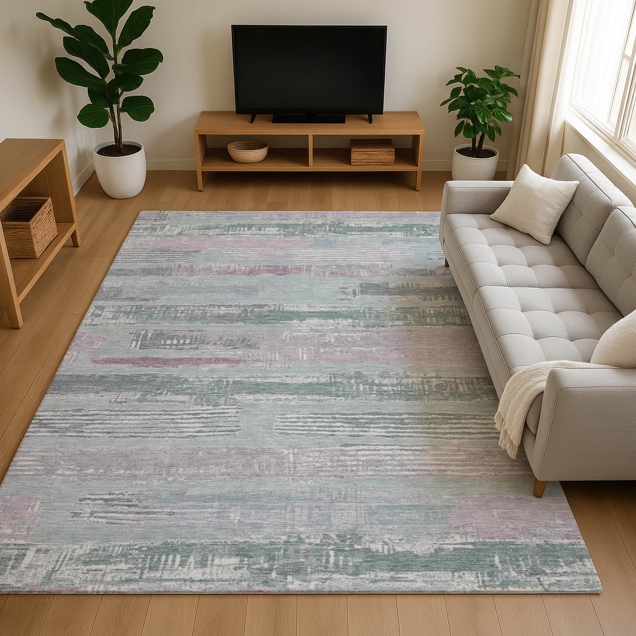 Chiang Mai Machine Washable Transitional Seafoam Blue Rug 2'6" x 3'10" #shape_Rectangle
