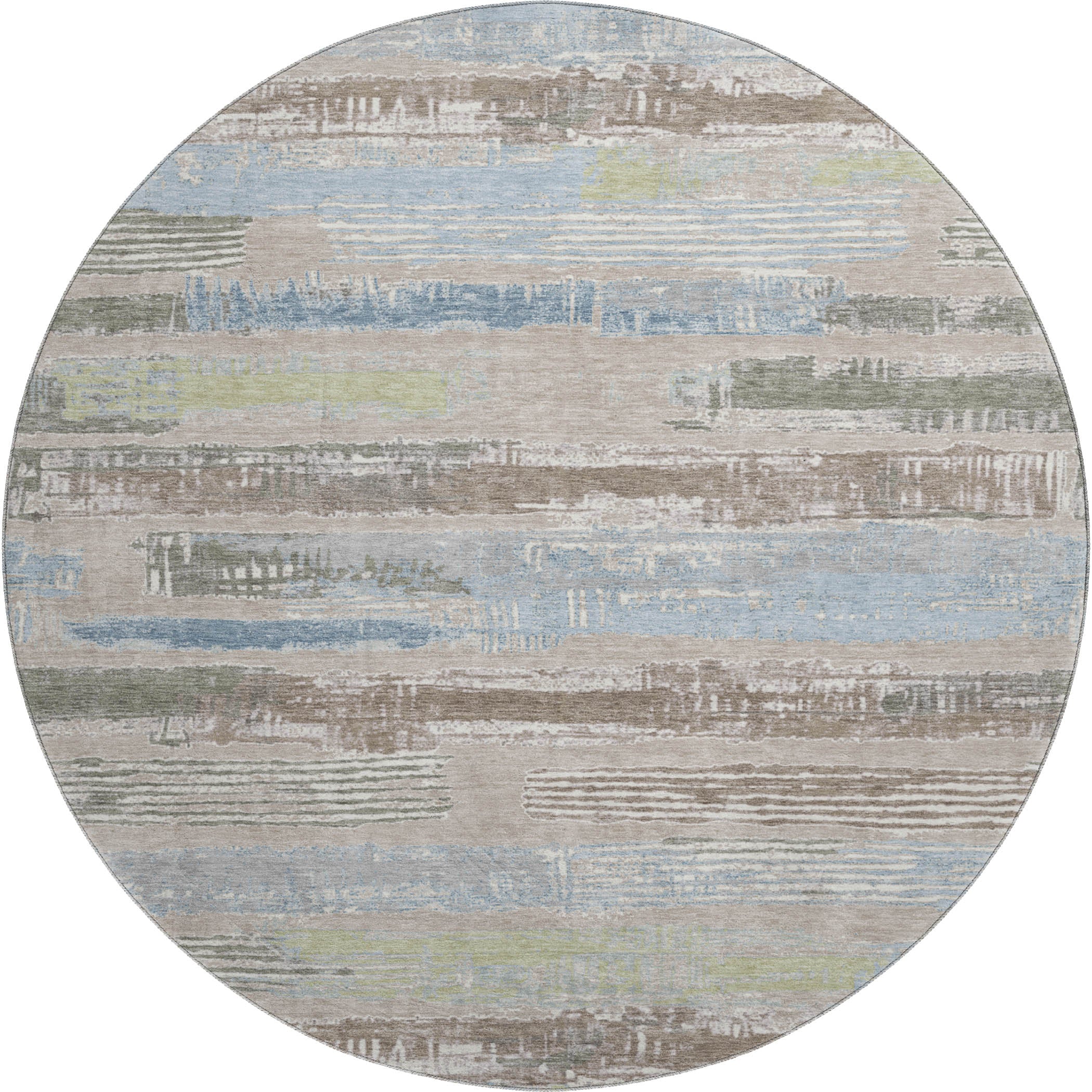 Chiang Mai Machine Washable Transitional Taupe Brown Rug 8' x 8' #shape_Round