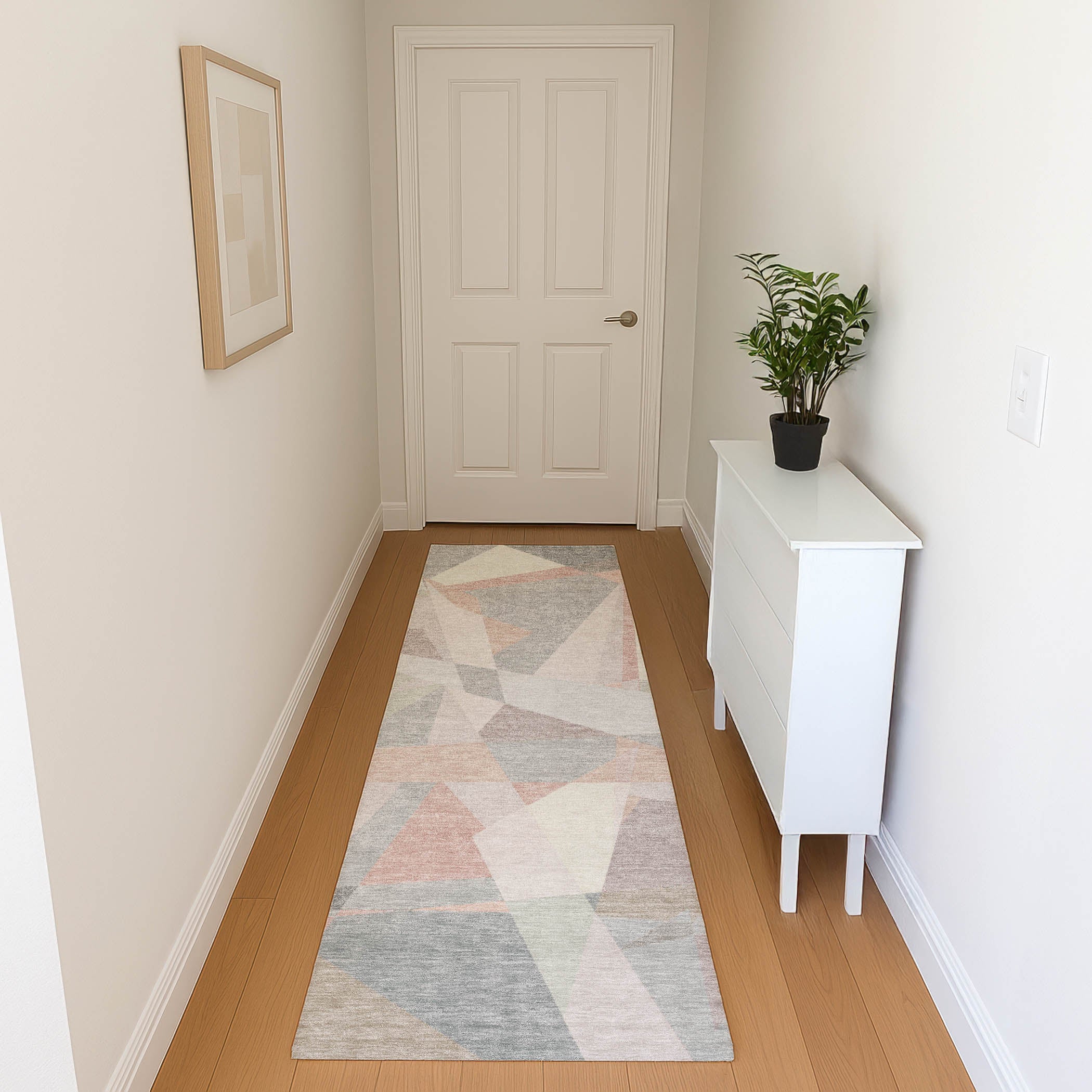 Oslo Machine Washable Transitional Blush Pink Rug 2'3" x 7'6" #shape_Runner
