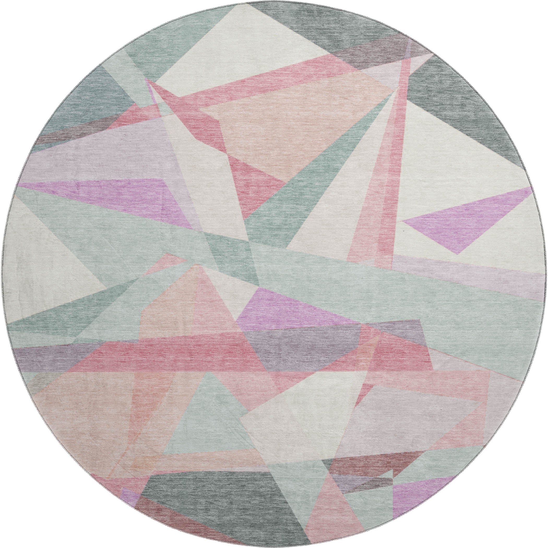 Oslo Machine Washable Transitional Seafoam Blue Rug 8' x 8' #shape_Round