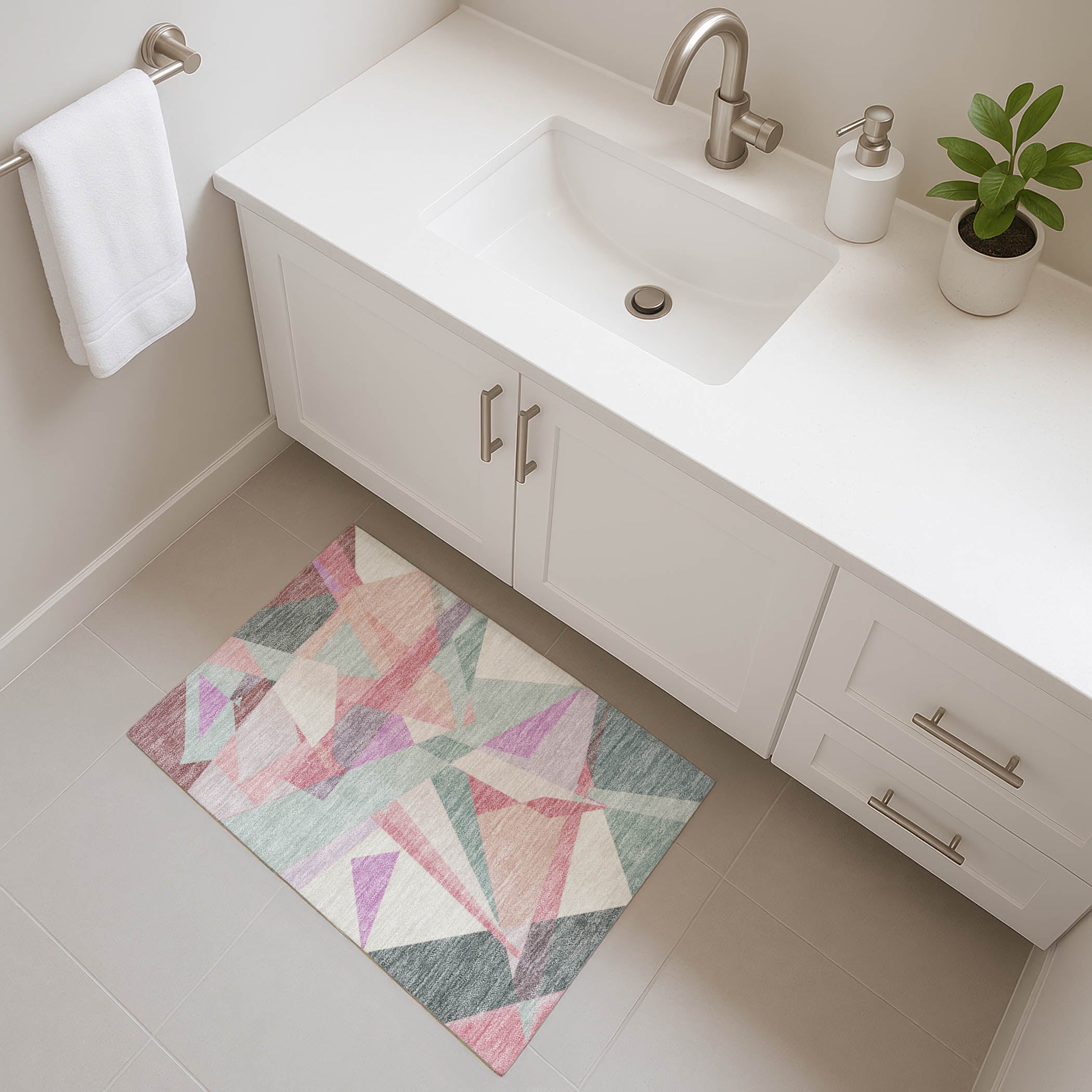 Oslo Machine Washable Transitional Seafoam Blue Rug 1'8" x 2'6" #shape_Rectangle