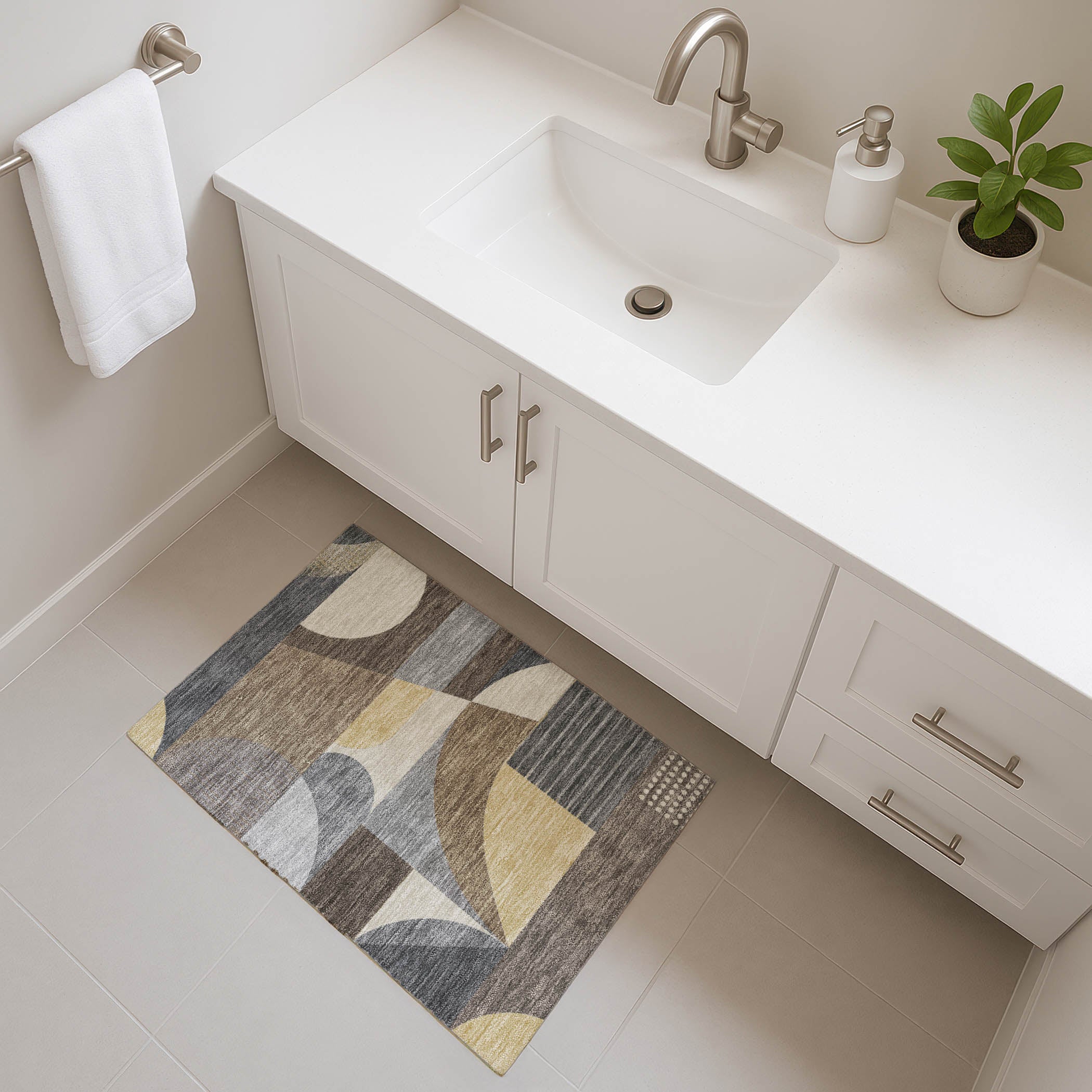 Zanzibar Machine Washable Transitional Brown Rug 1'8" x 2'6" #shape_Rectangle